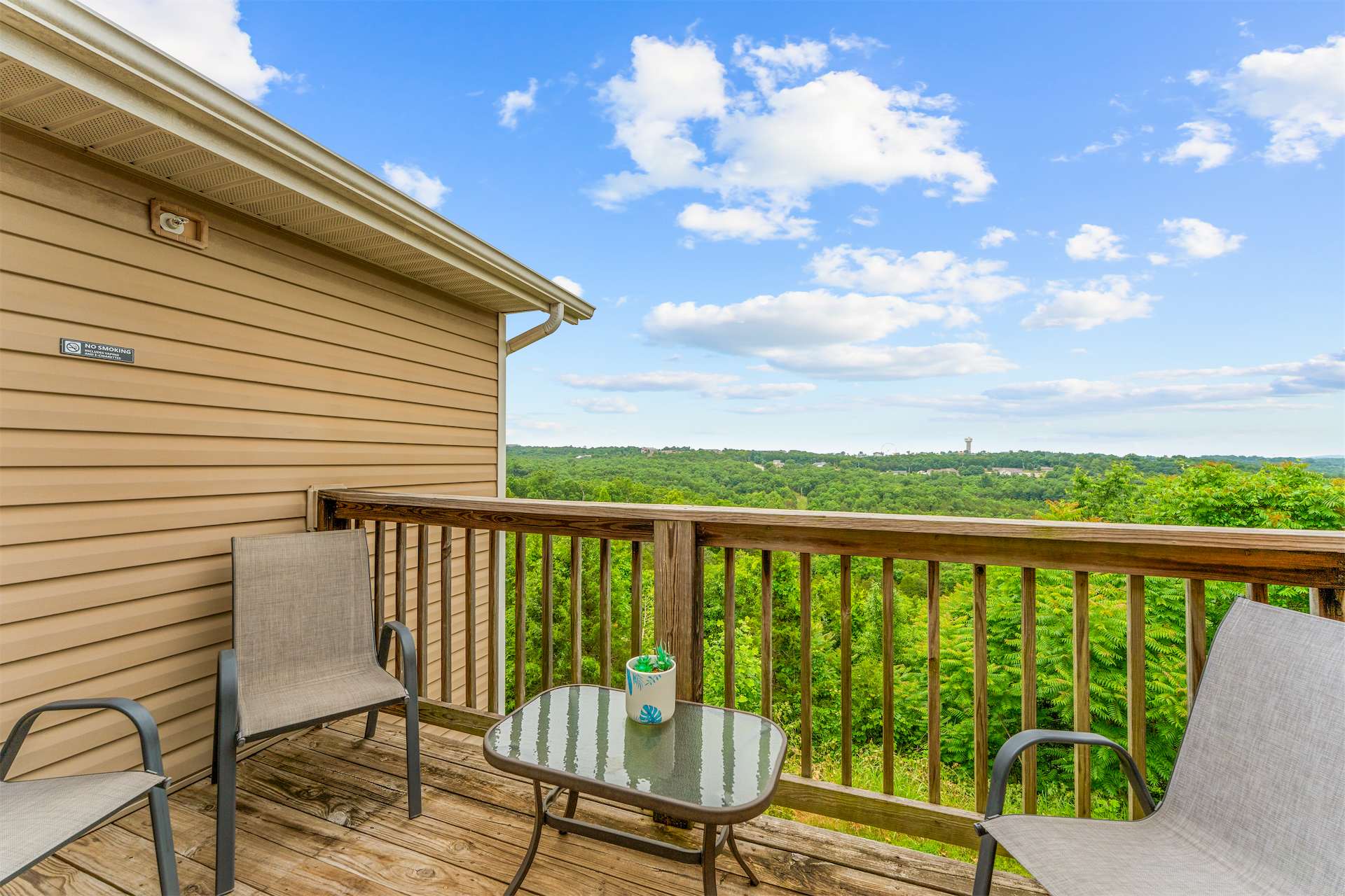 Lounge the day away with treetop views on the balcony​