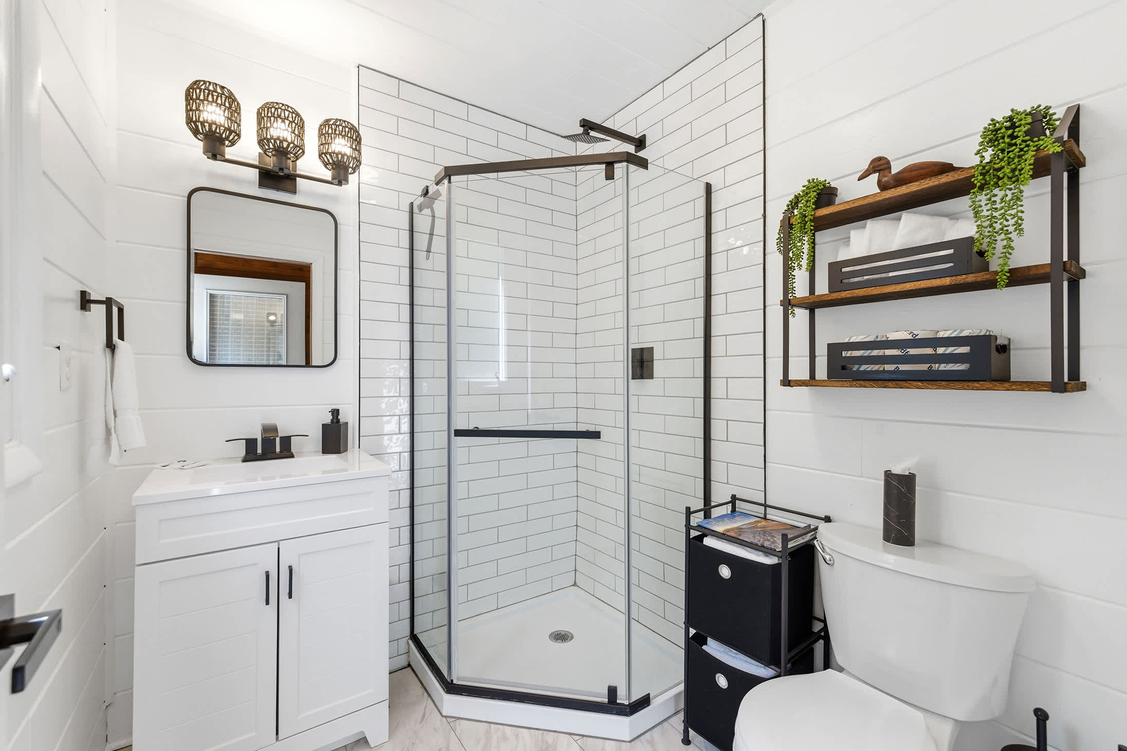 Freshen up after a day at Lake Michigan in a beautifully updated bath.