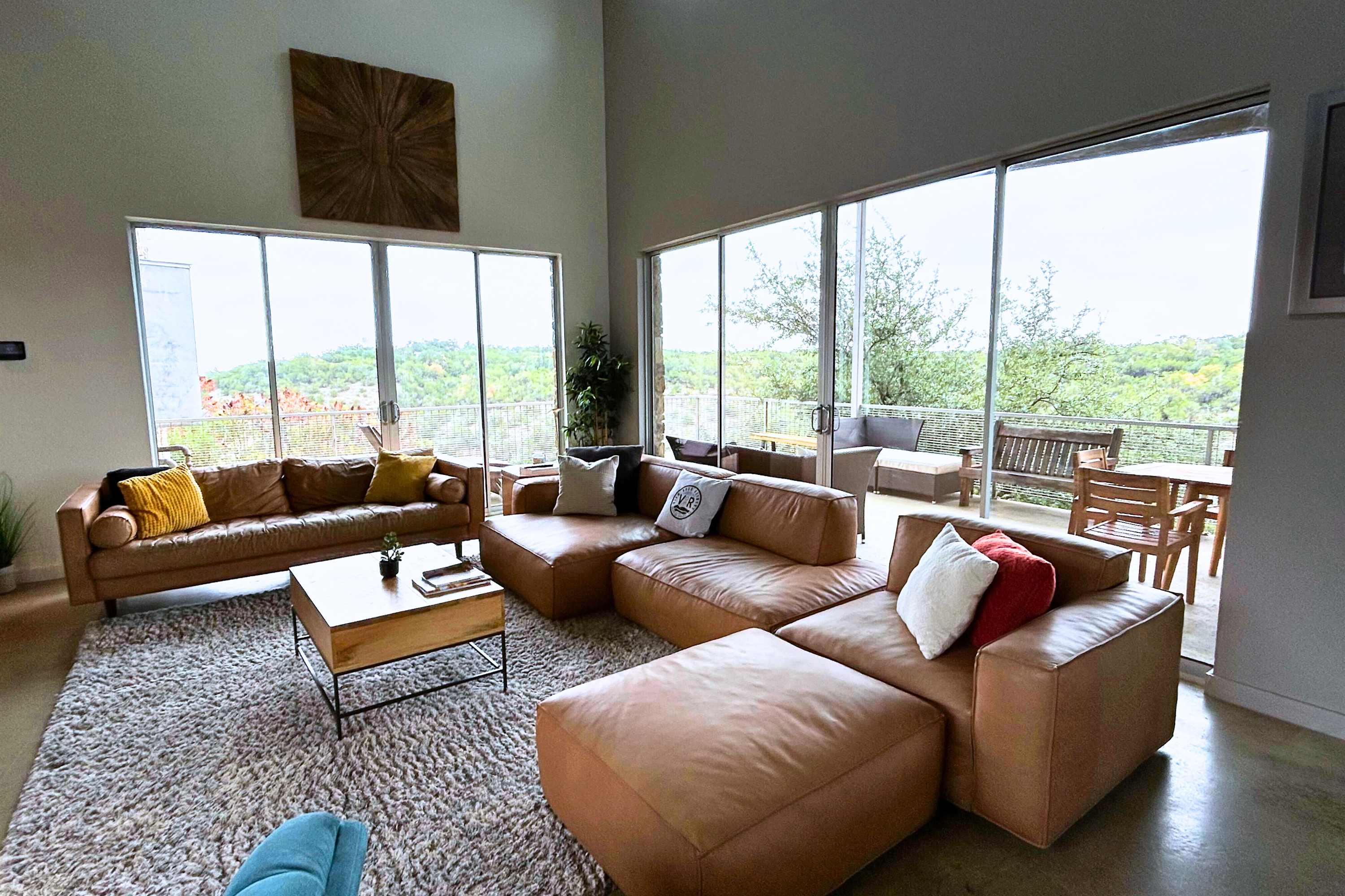 Enjoy gatherings in this sunlit living area