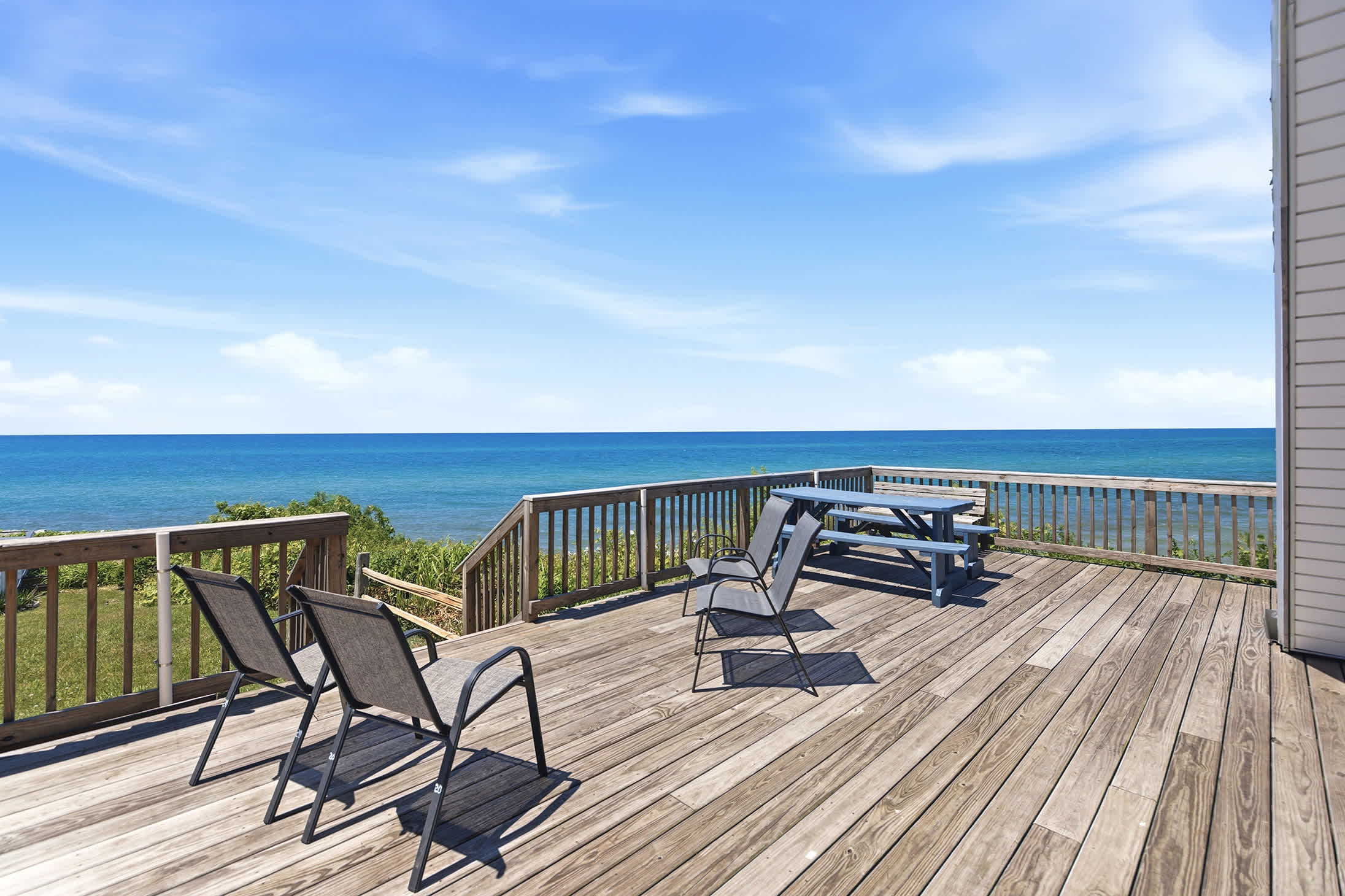 Lake Michigan views stretch for miles from Chalet #20's deck.
