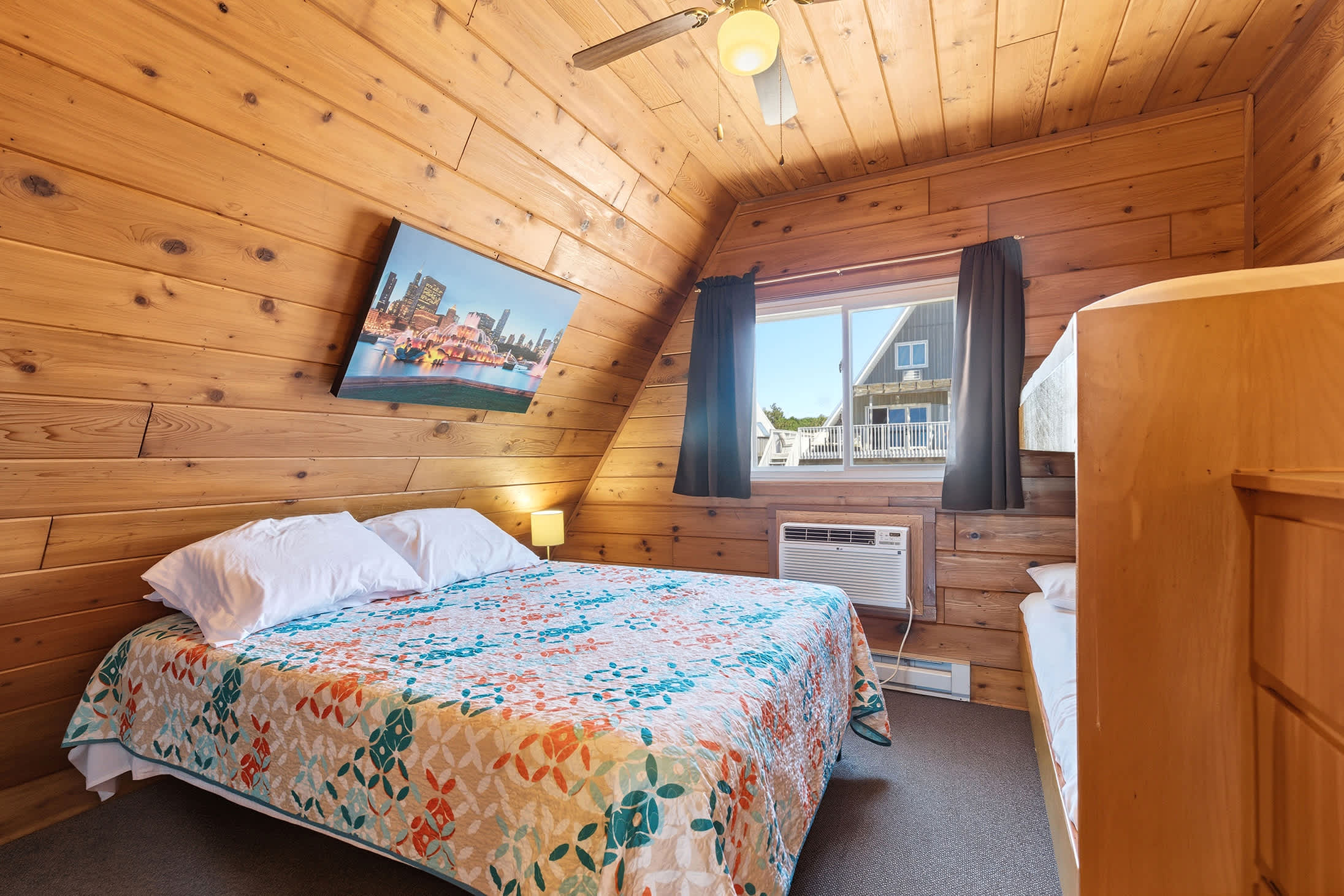 Bedroom 2 is on the 2nd floor and has a queen and single bunk bed.