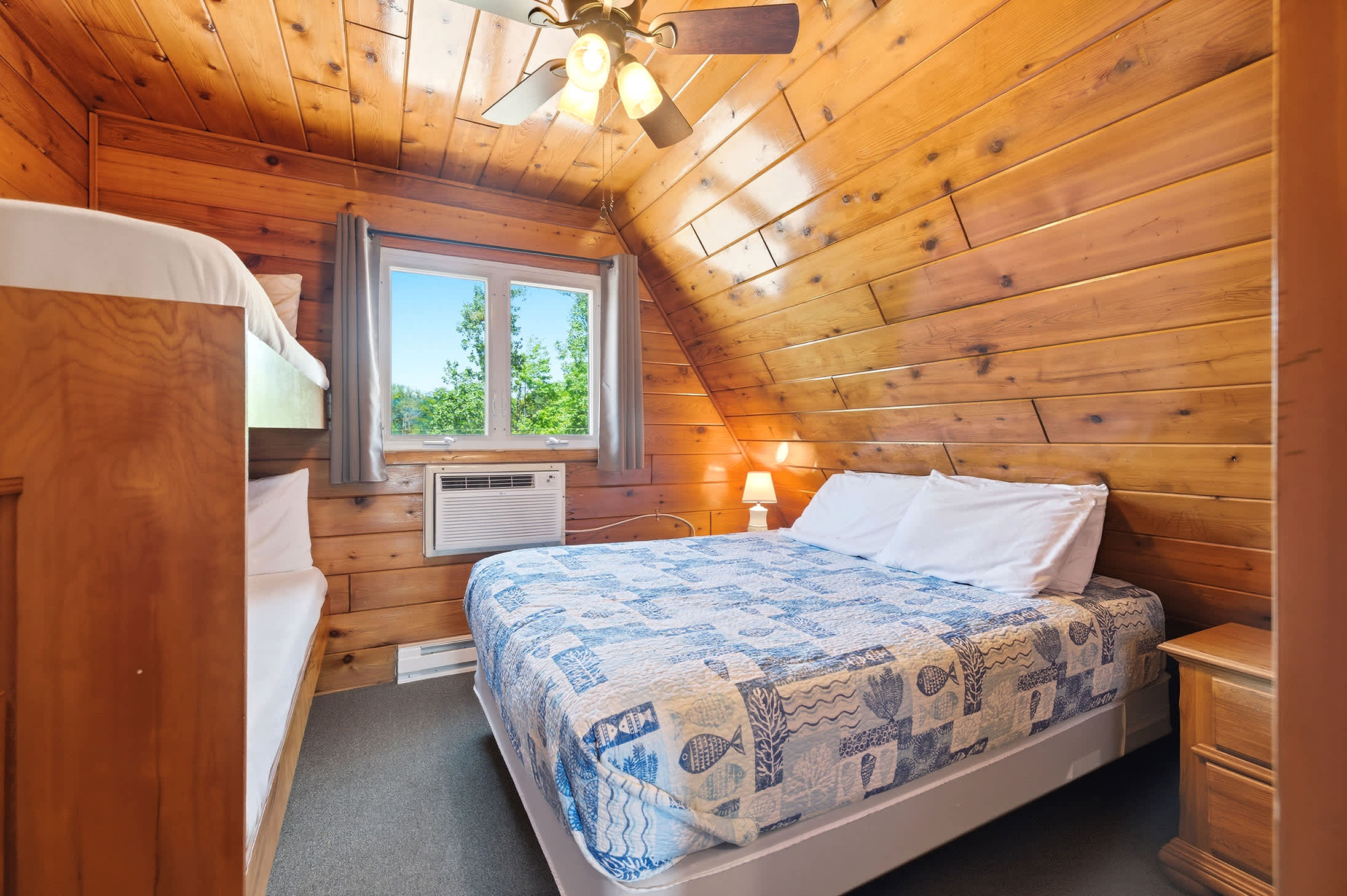 Bedroom 1 is on the 2nd floor and has a queen and single bunk bed.