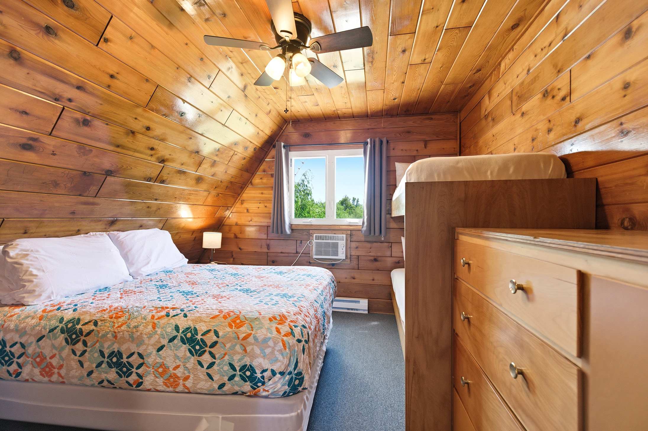 Bedroom 2 is on the 2nd floor and has a queen and single bunk bed.