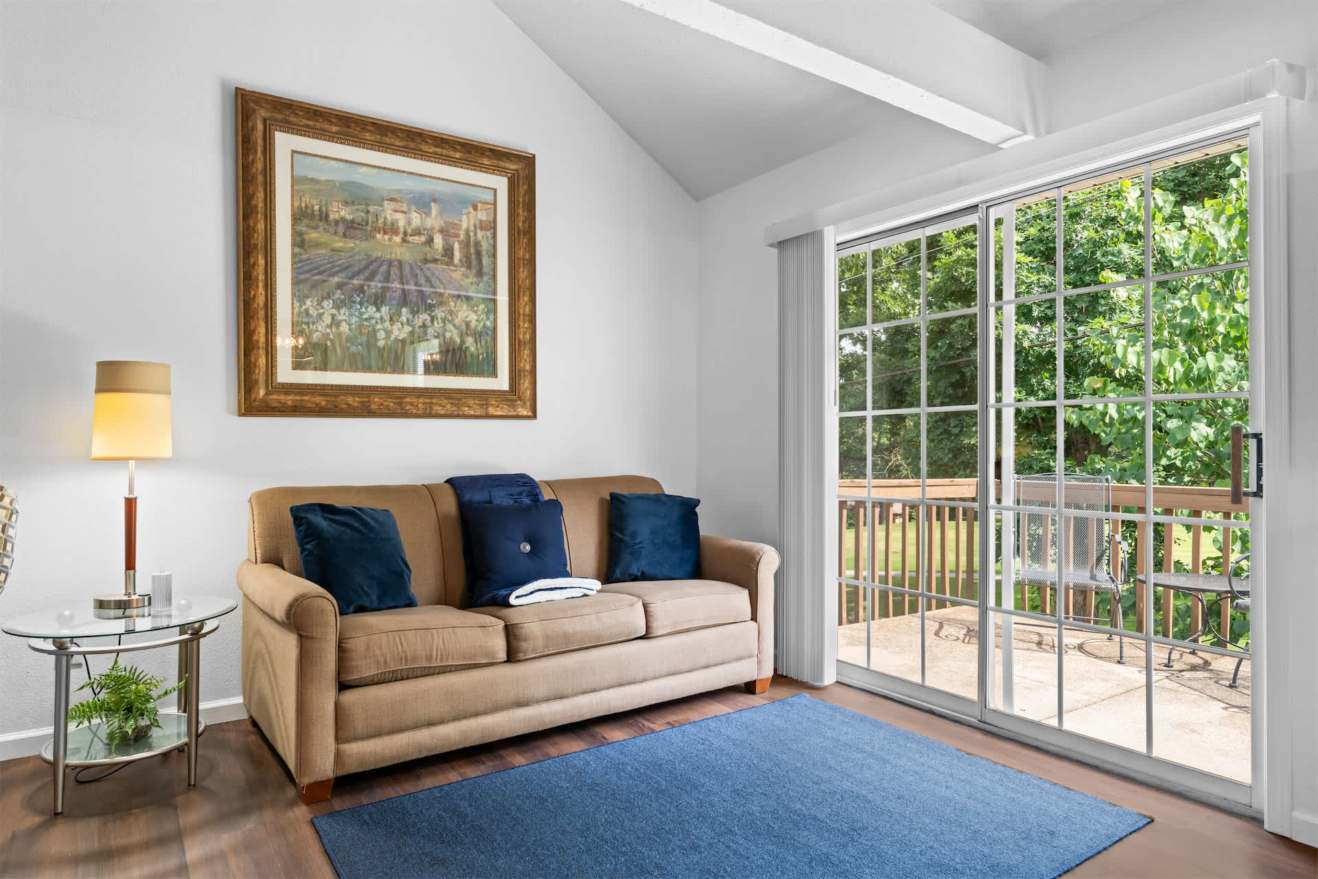 Curl up in the inviting living room & stream your favorites on the smart TV​