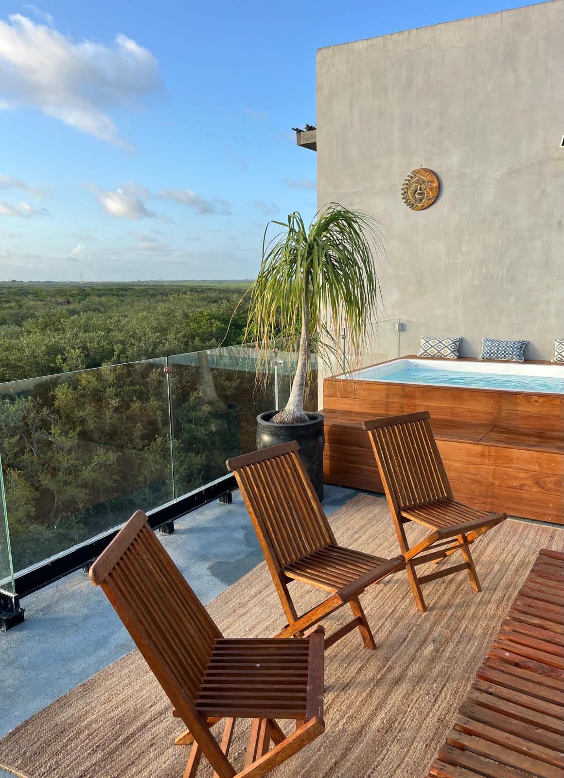 Relax with morning coffee or evening cocktails
