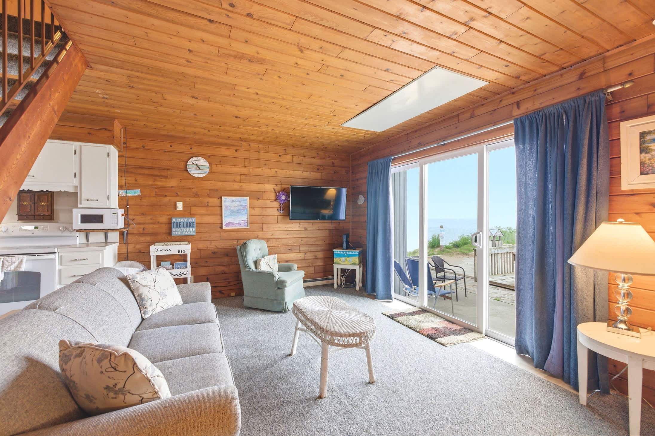 Lake Michigan views from the living area keep the shoreline close at hand.