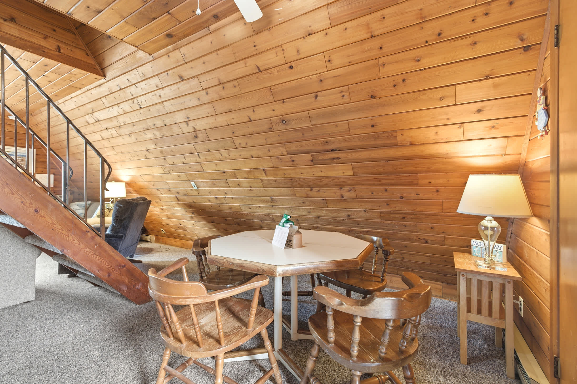The dining area creates a convenient spot for meals, games, and conversation.
