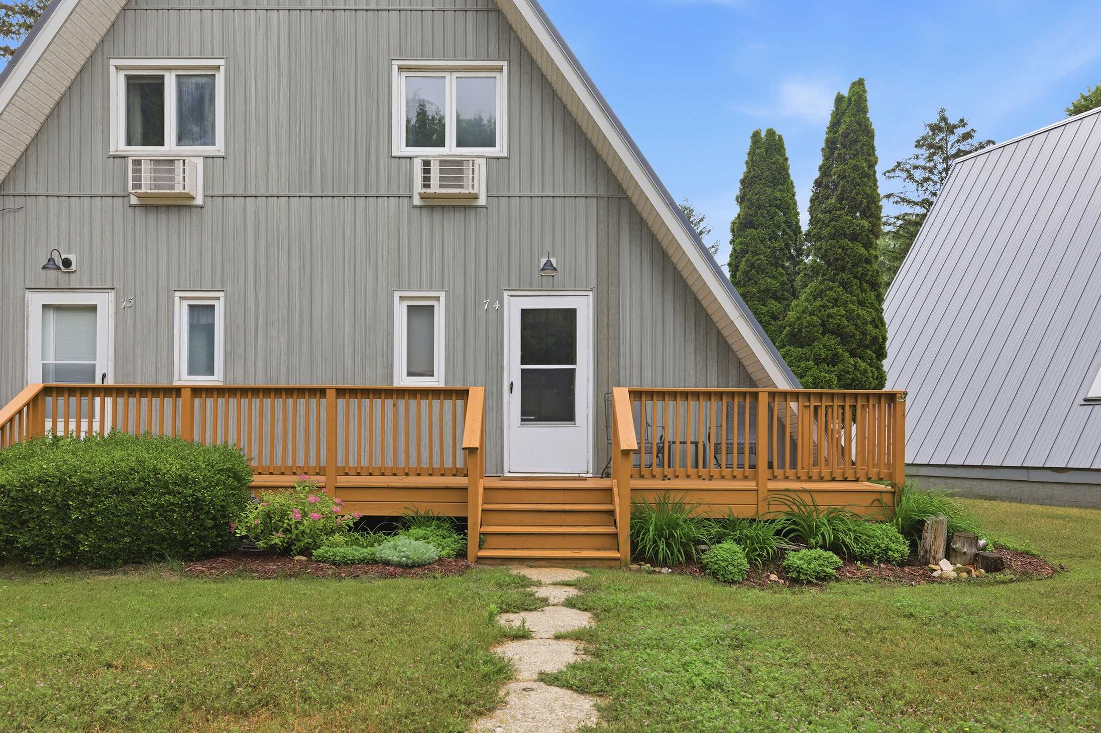 Front deck seating creates an easy place to relax between resort activities.