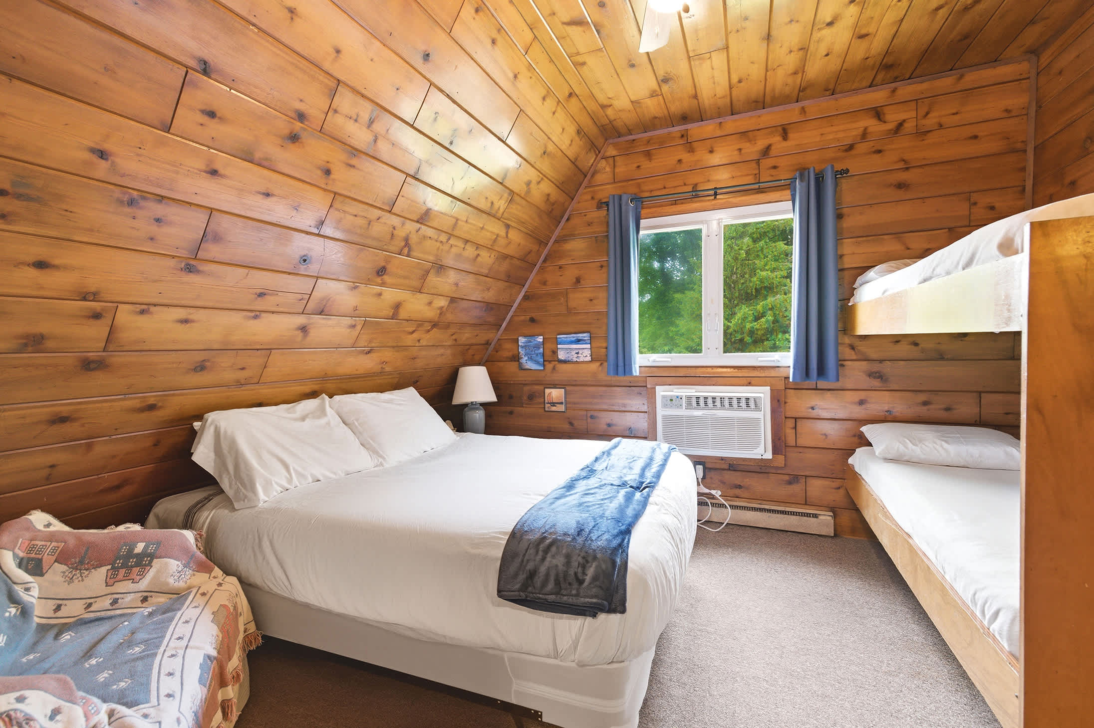 Bedroom 2 is on the 2nd floor and has a queen and single bunk bed.