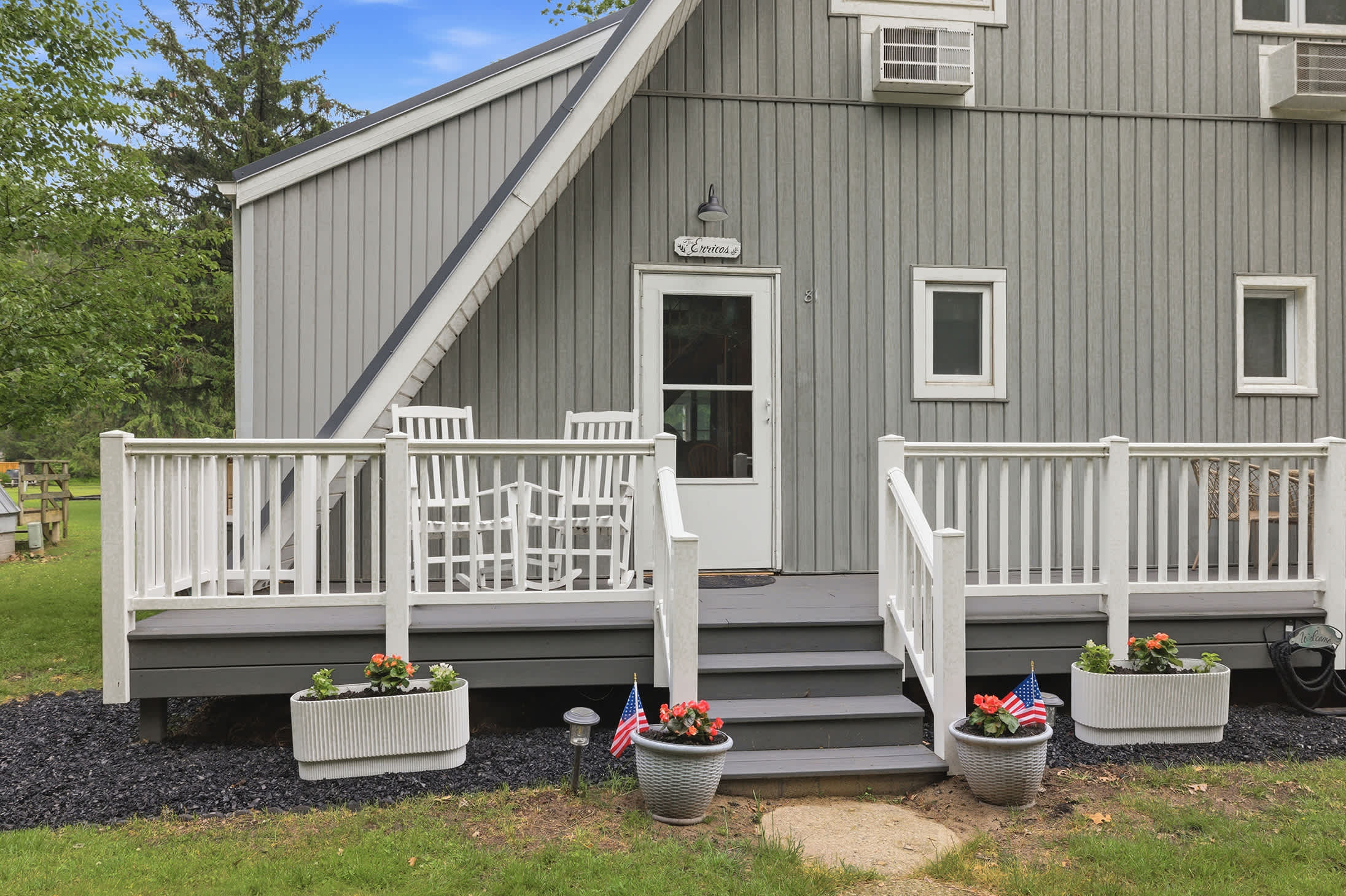 Chalet #81 combines private outdoor space with easy access to the beach, pools, and playground.