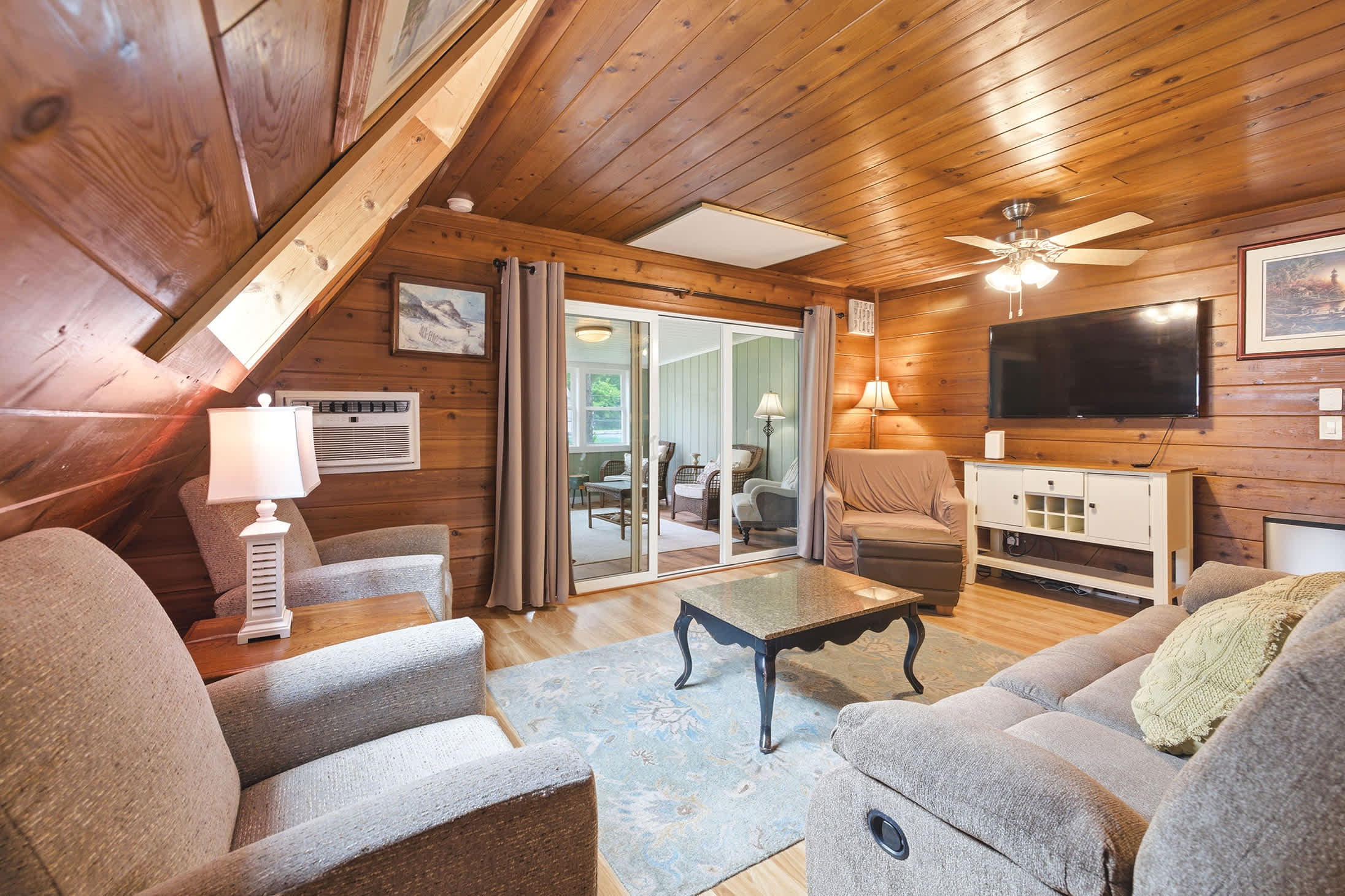 Spacious seating creates a comfortable home base for your Stevensville getaway.