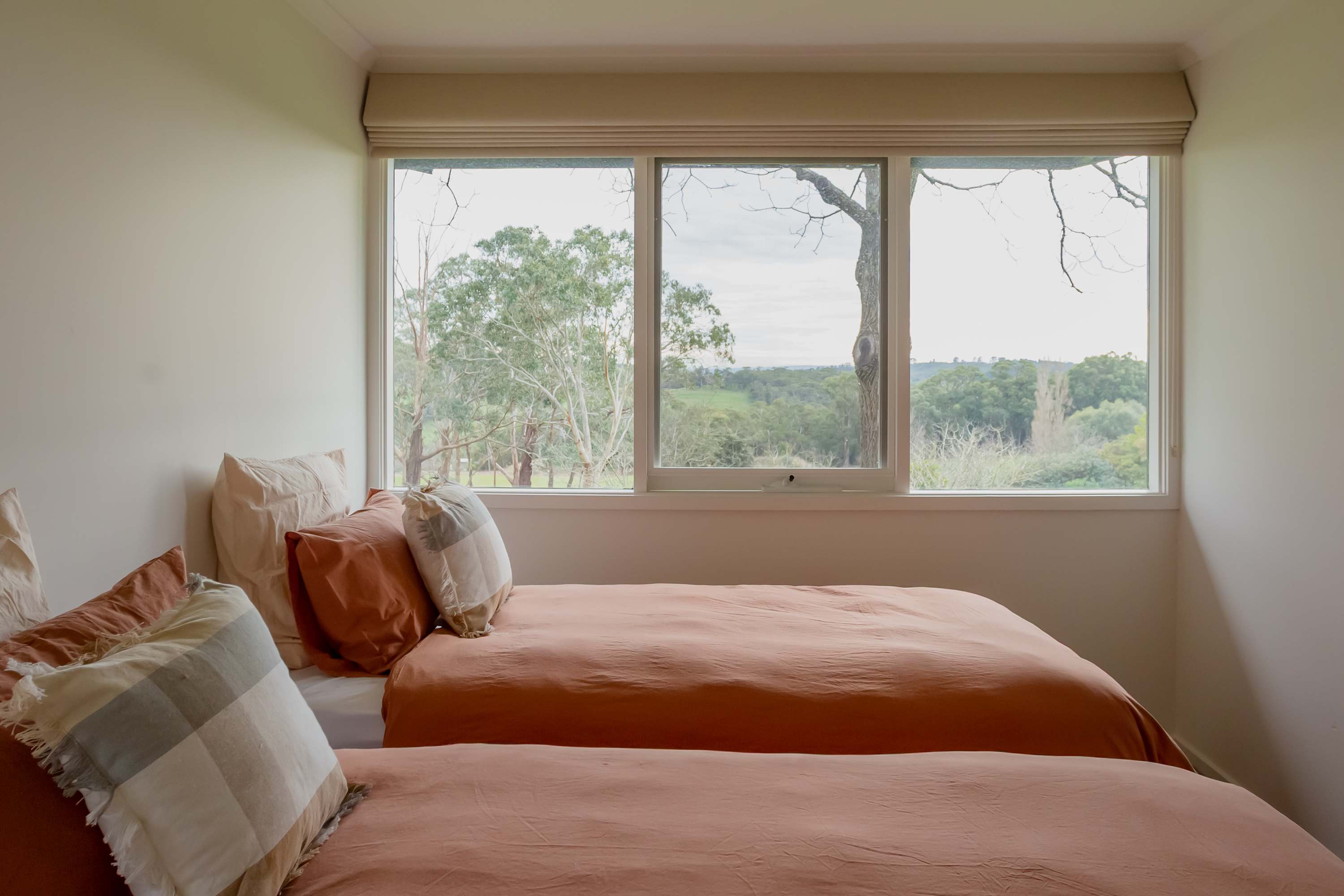 Morning light, soft linen, and rolling country to wake to.