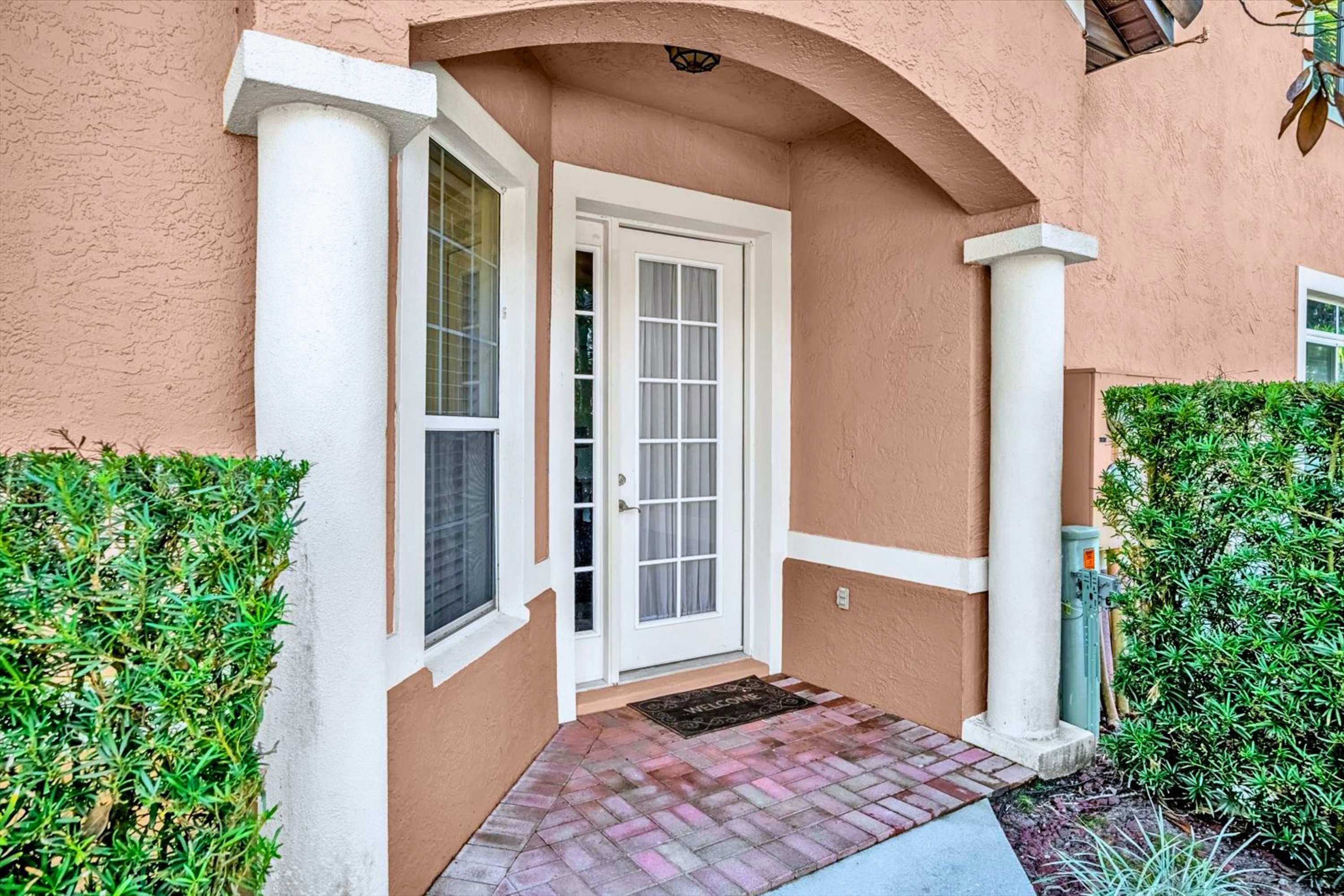 Welcoming front entrance to the main door