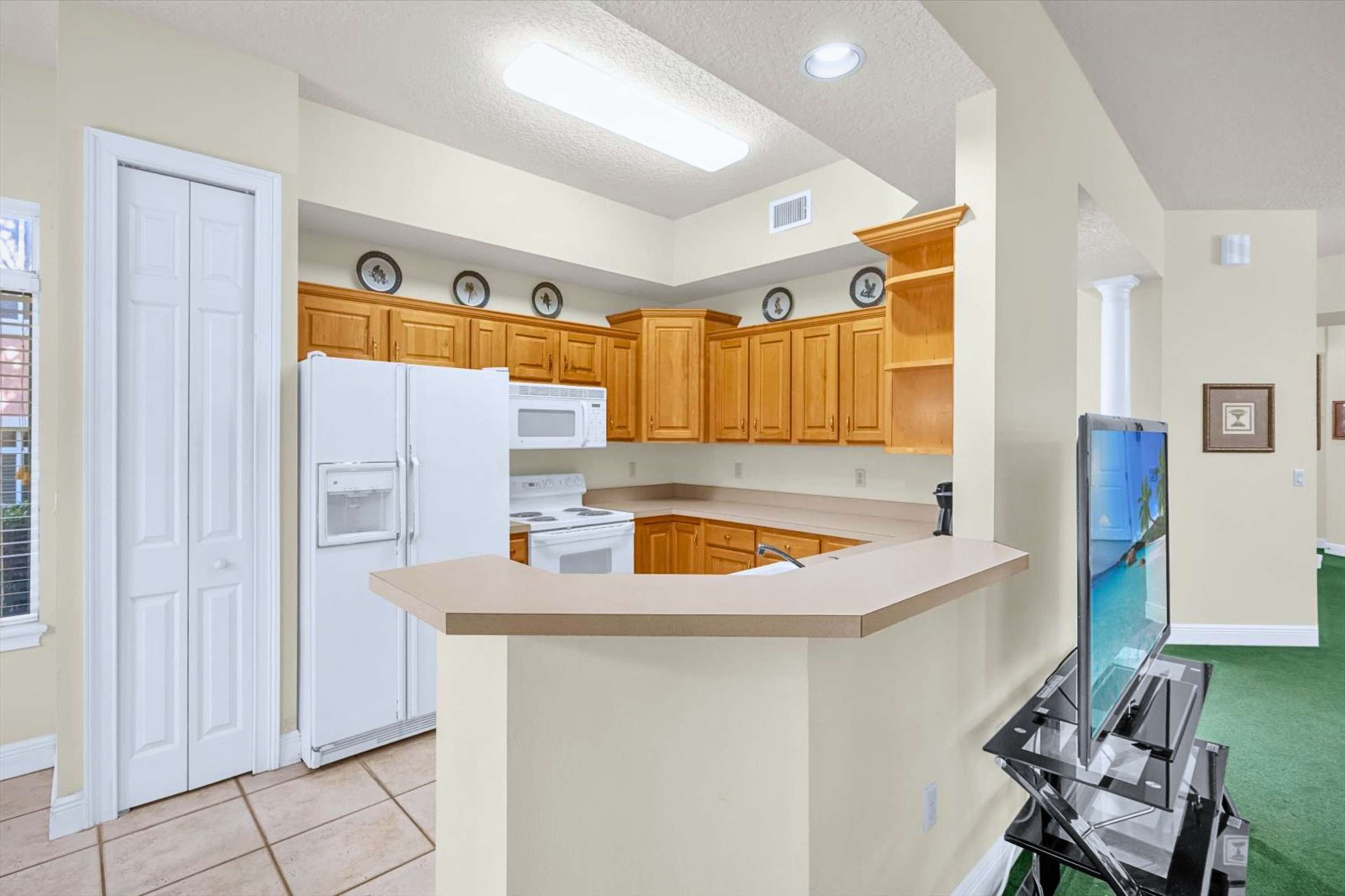 Kitchen with countertop, easy meal preparation