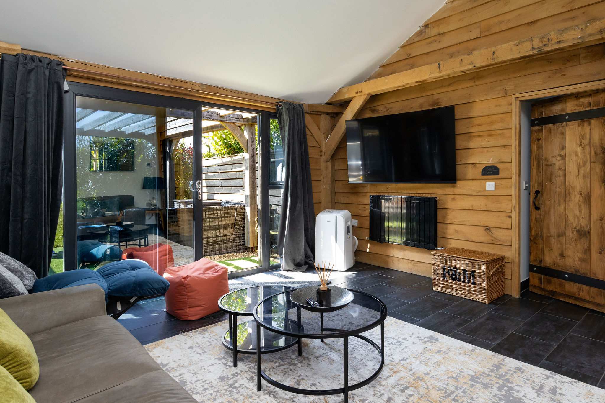 Enjoy seamless indoor-outdoor living with large doors opening to the private courtyard.
