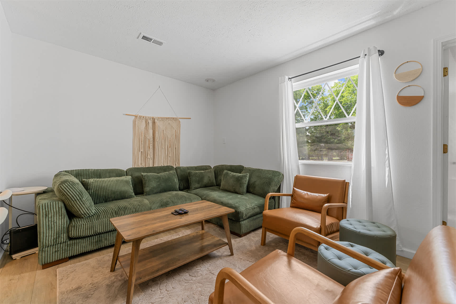 Curl up in the comfy living room & enjoy a movie night at home