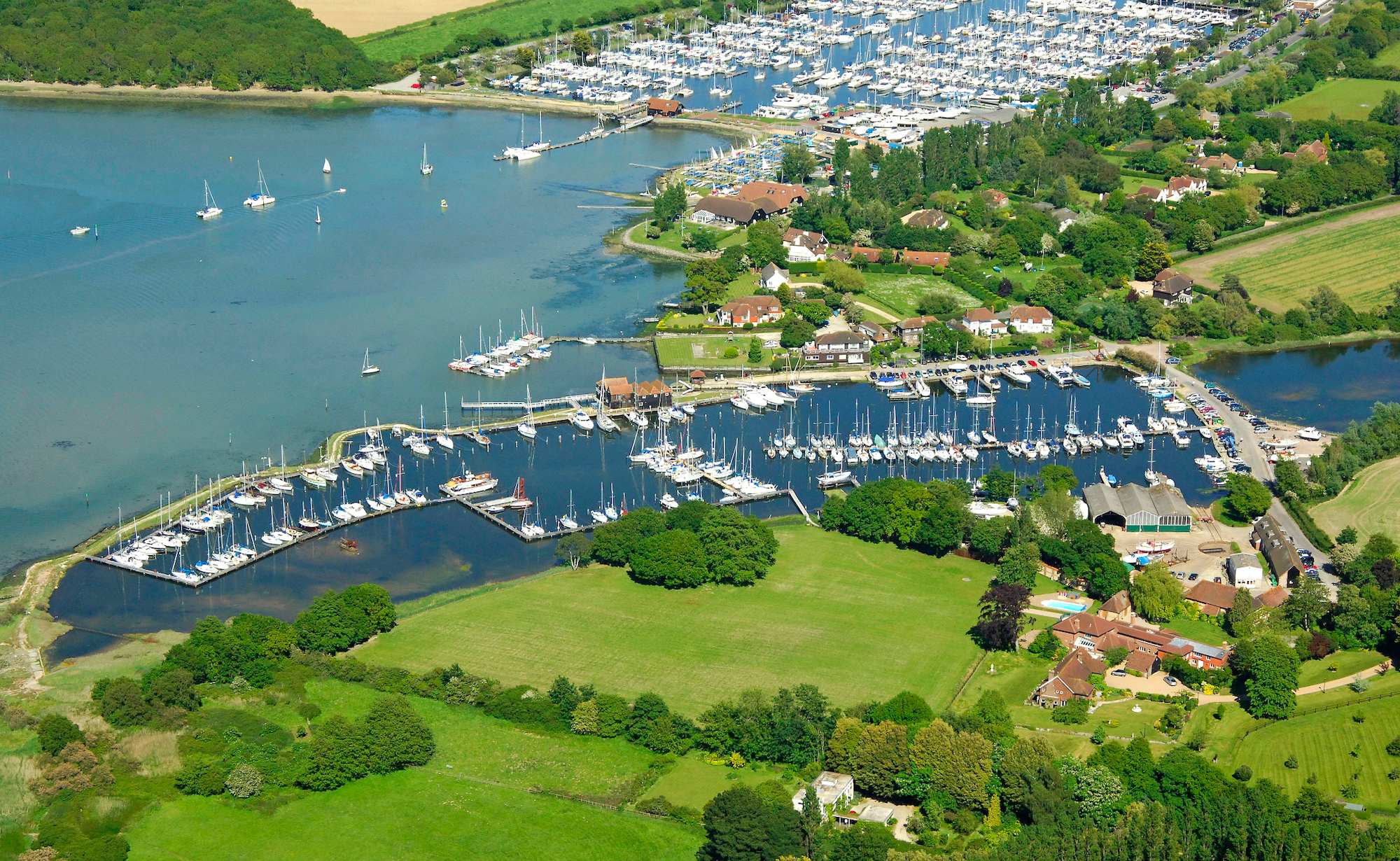Birdham Pool from the air, the house is just off picture on the upper right hand side