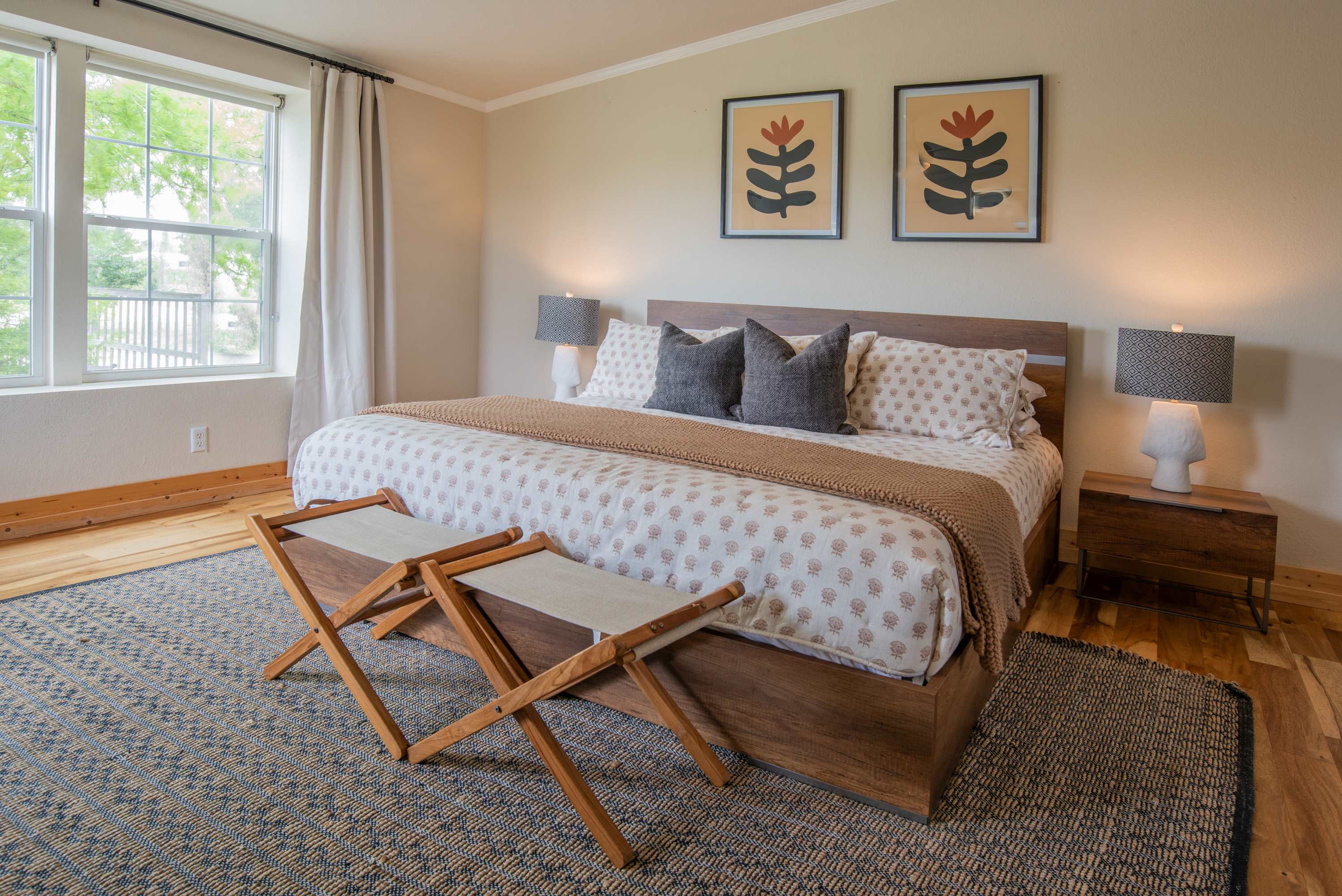 The primary king suite boasts a smart TV & luxurious ensuite​