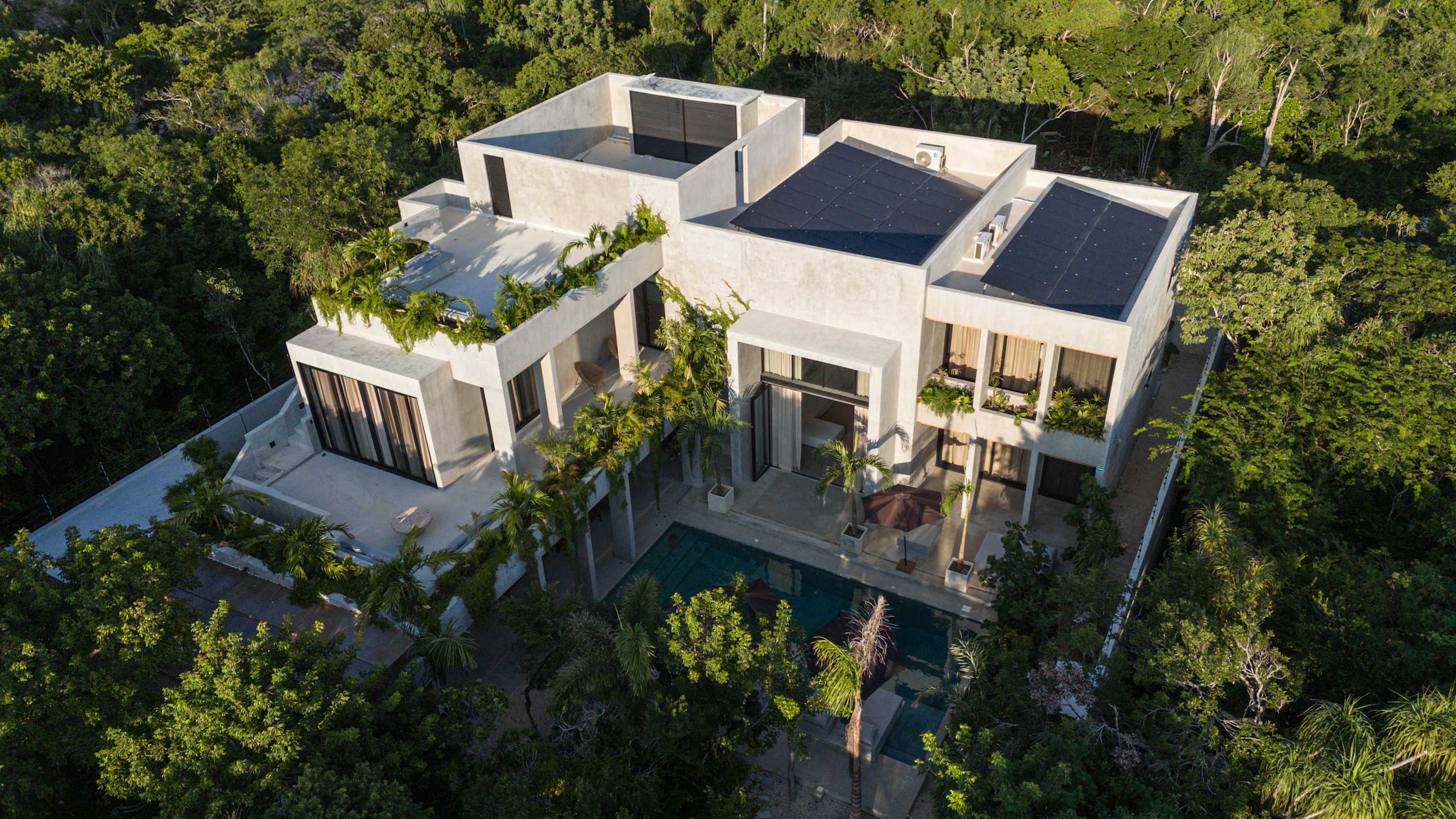 Luxury villa from dron view 