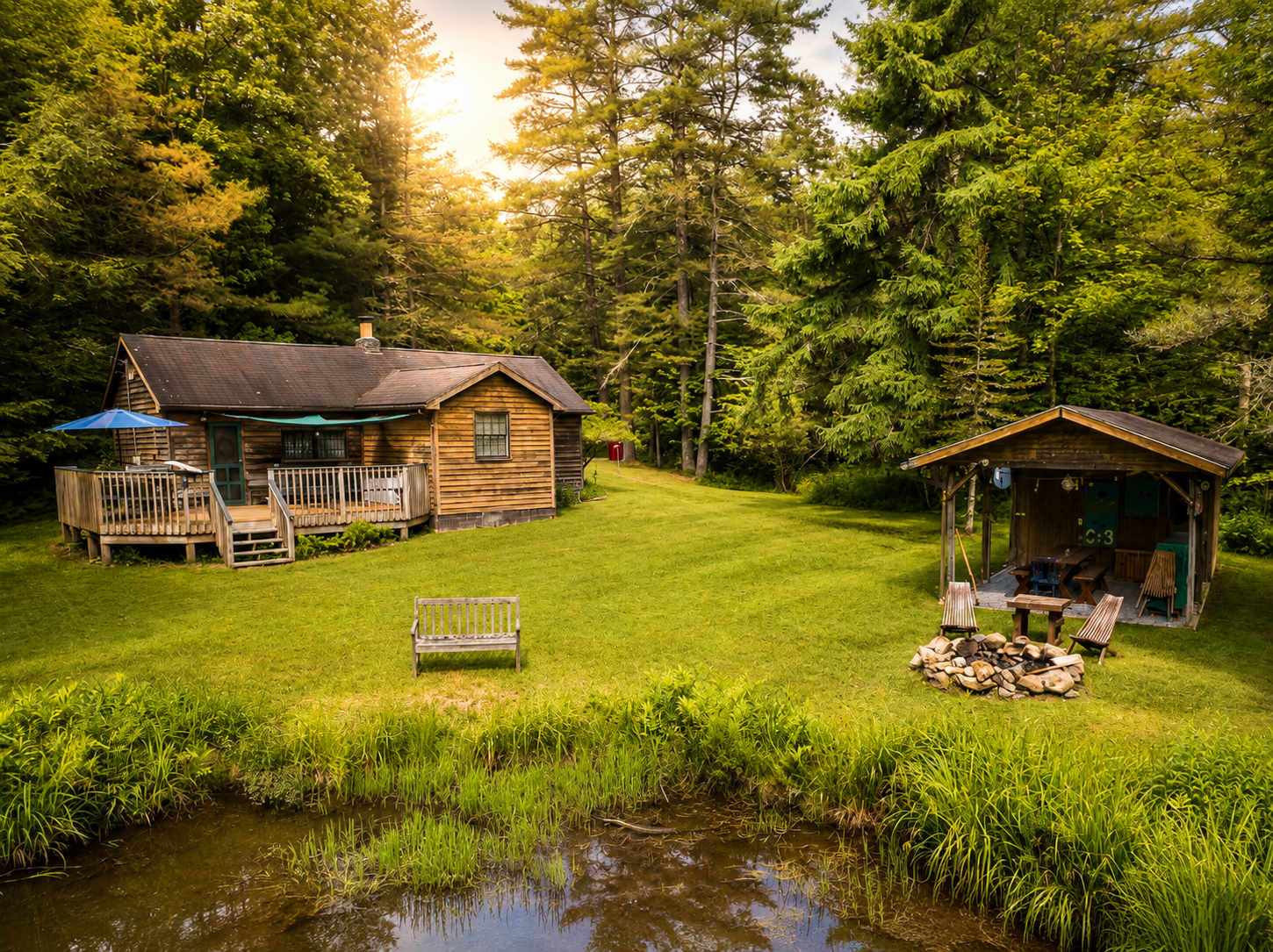 Cozy Cabin w/Pavilion, Deck, Fireplace & FirePit
