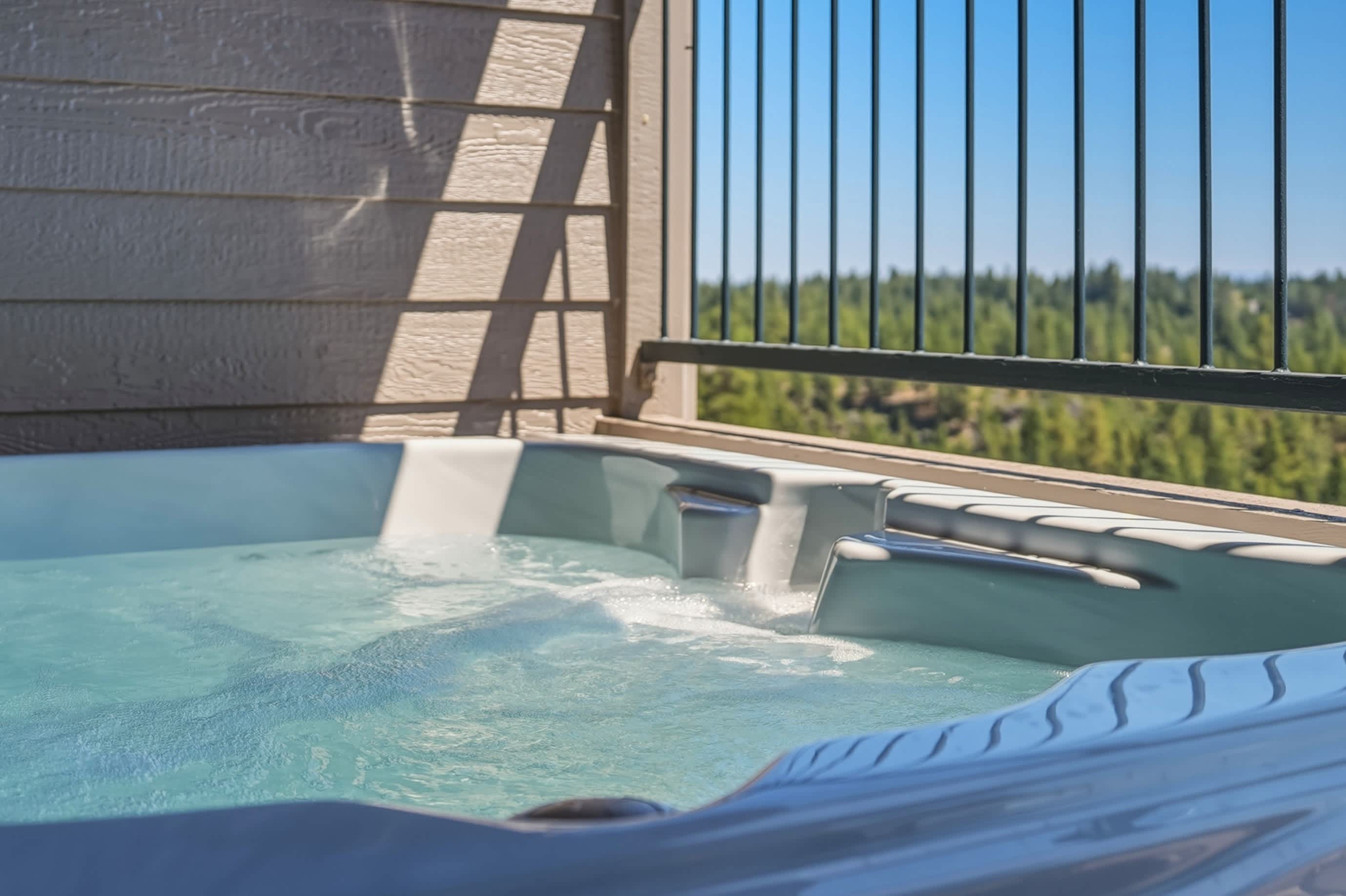 Forest and river views from the lower deck and hot tub!