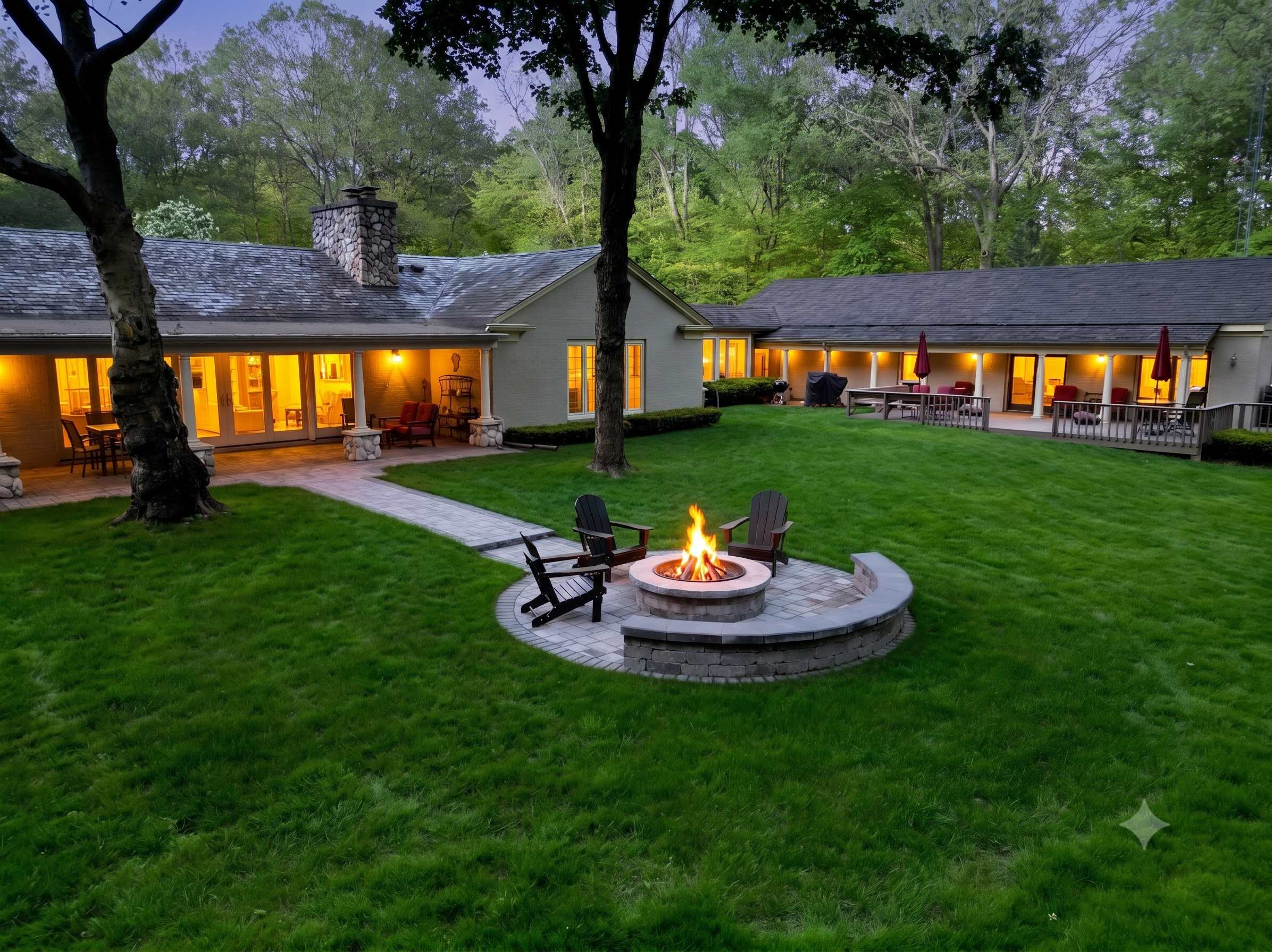 Backyard and fire pit
