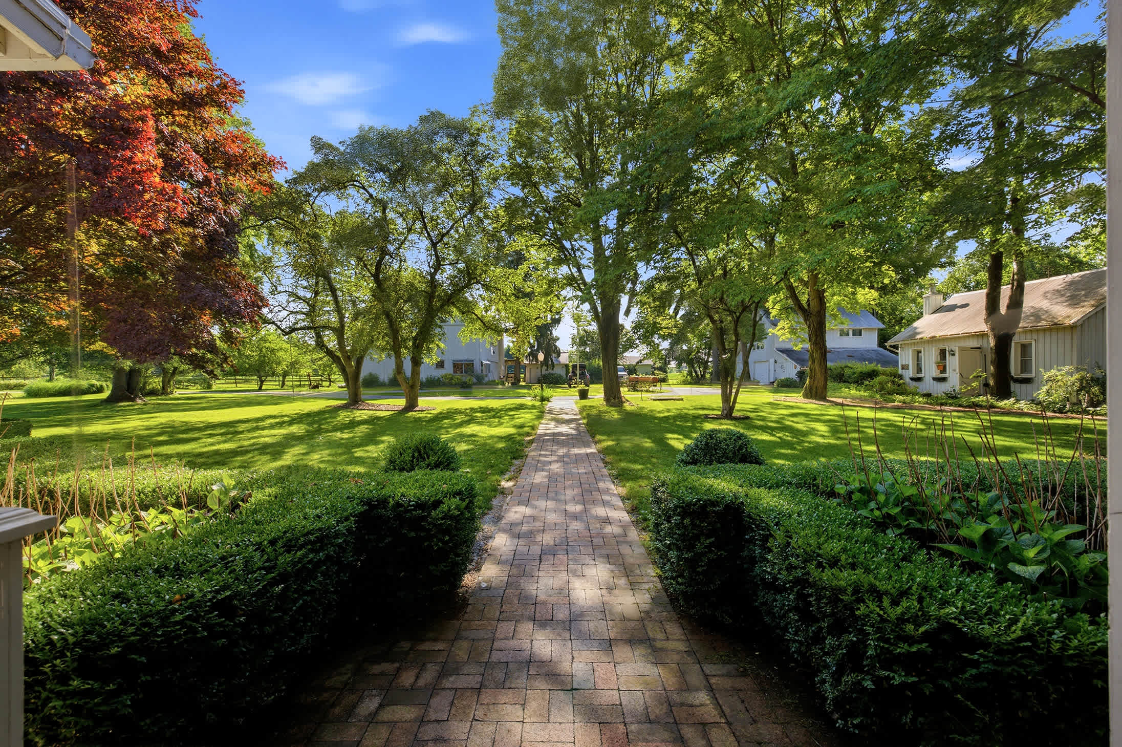 Stroll-worthy gardens, right outside the door.