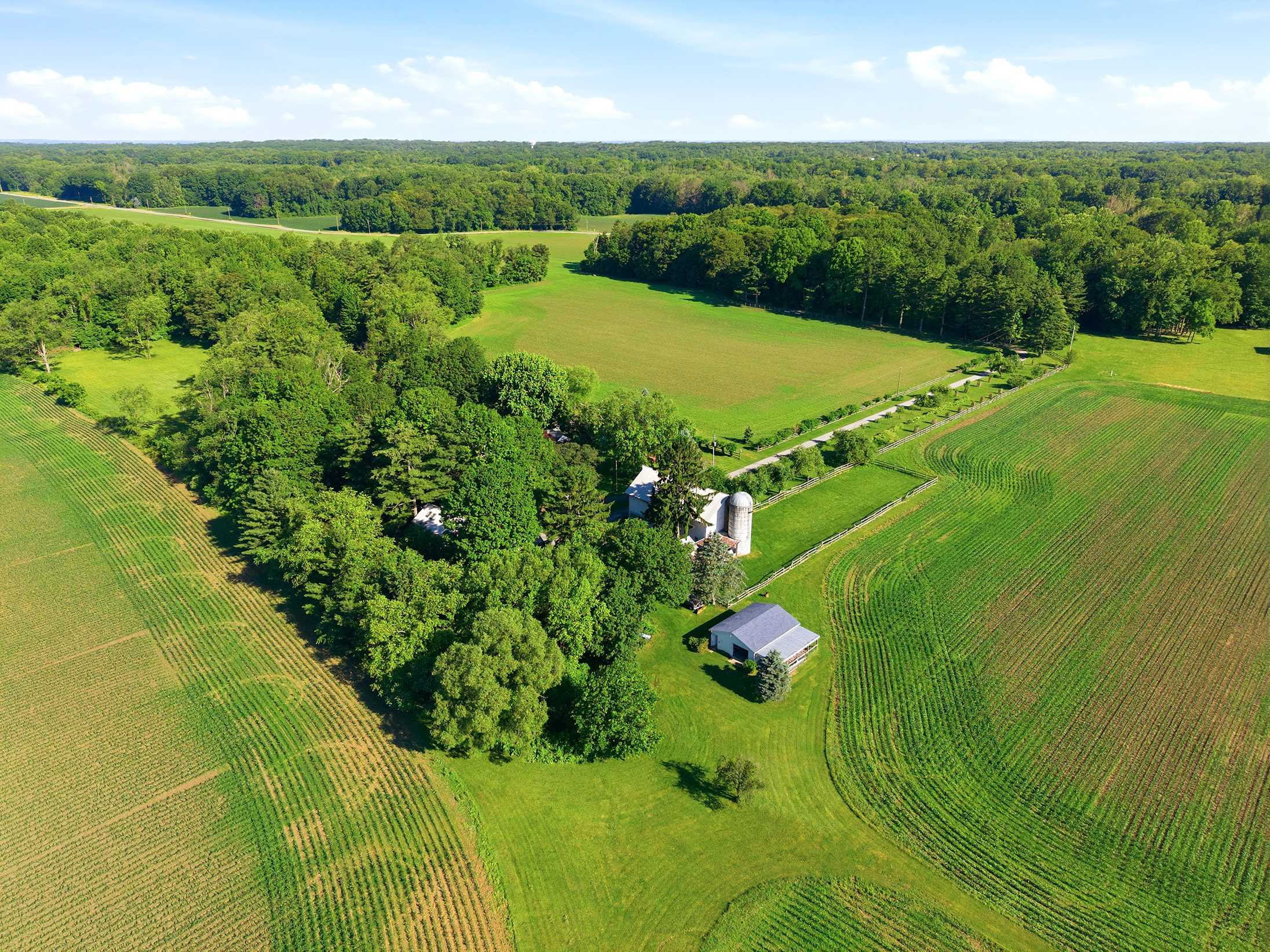 Your farmstead hideaway, surrounded by fields.