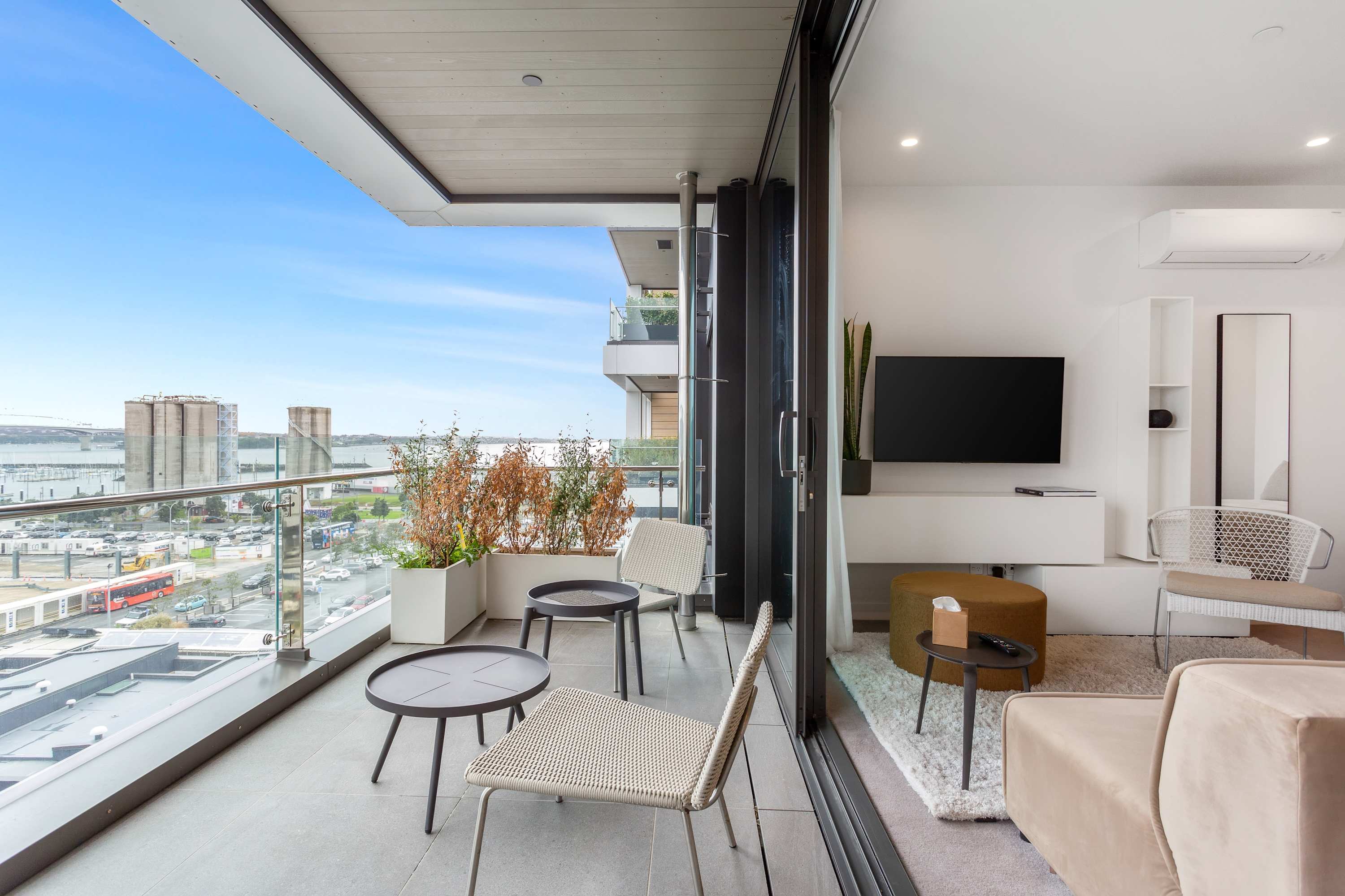 Sleek Modern Studio with Balcony by Zodiak Stays