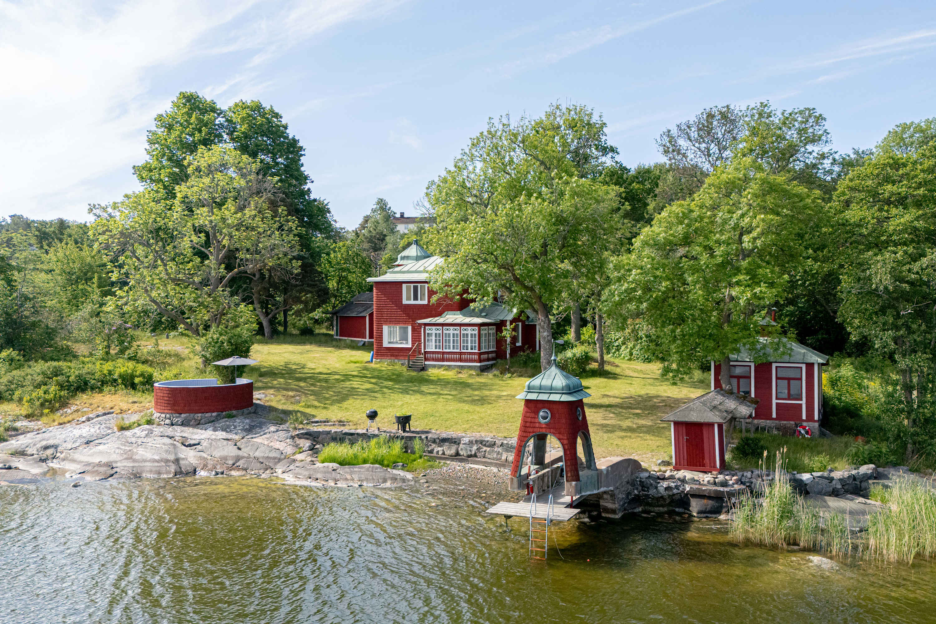 Historic Waterfront House Lidingo with Private Dock