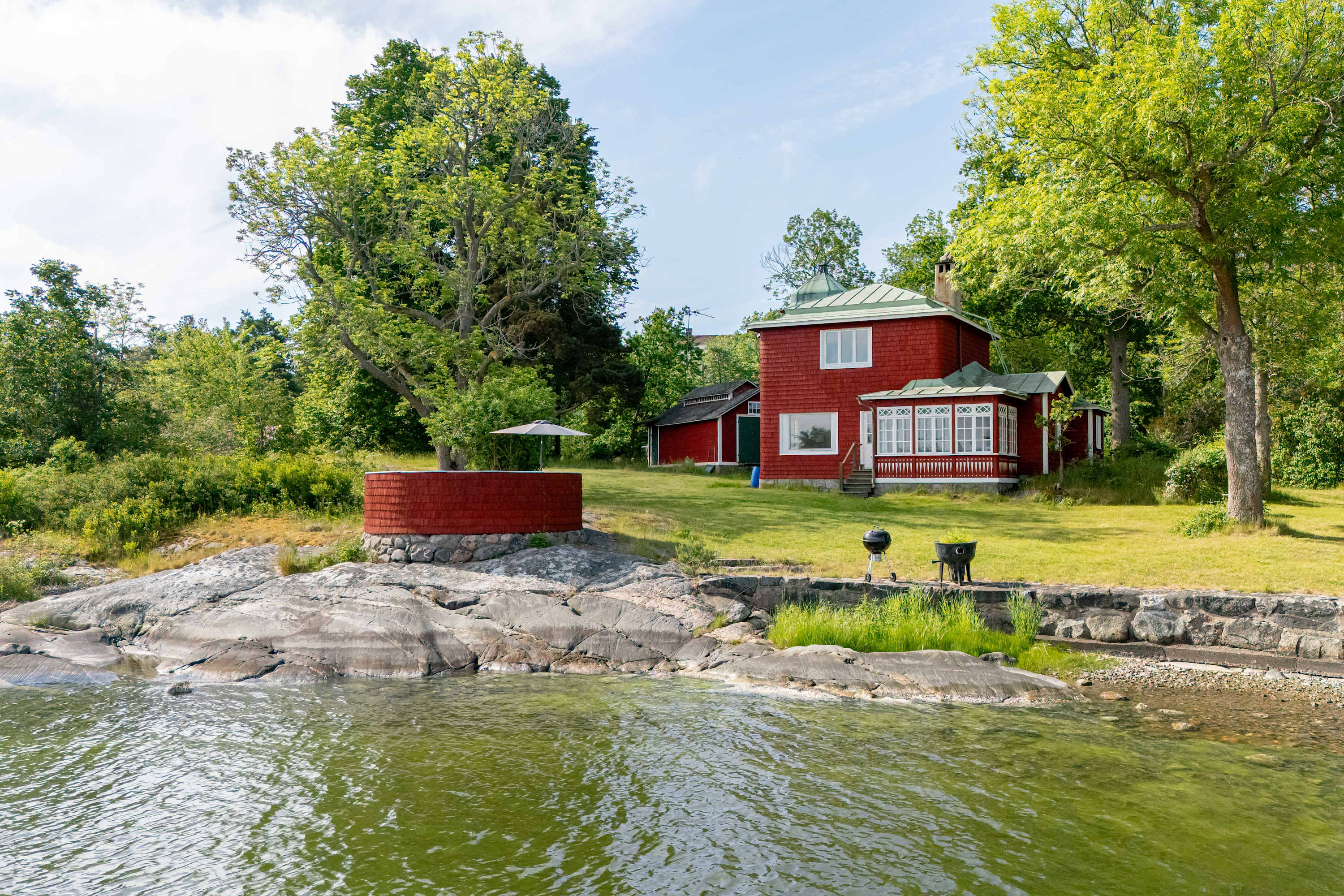 Historic Waterfront House Lidingo with Private Dock