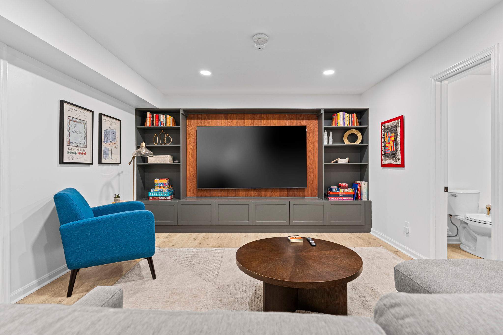 Finished basement hangout space