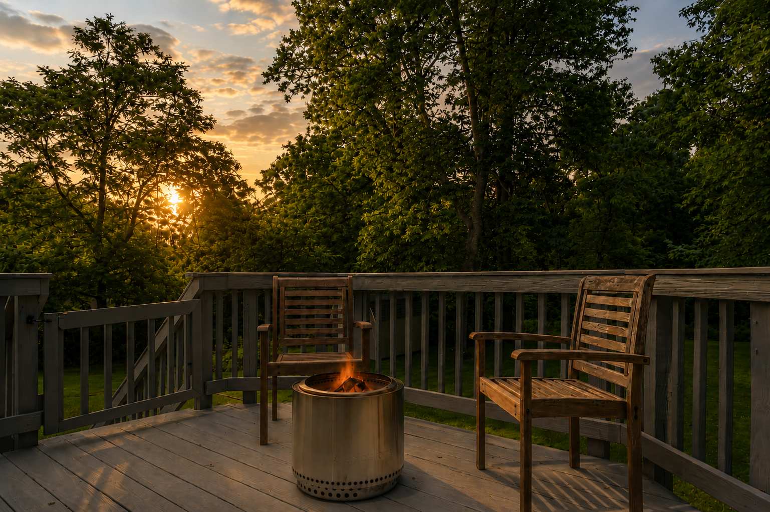 Spacious Deck w/Solo Stove wood-burning fire pit