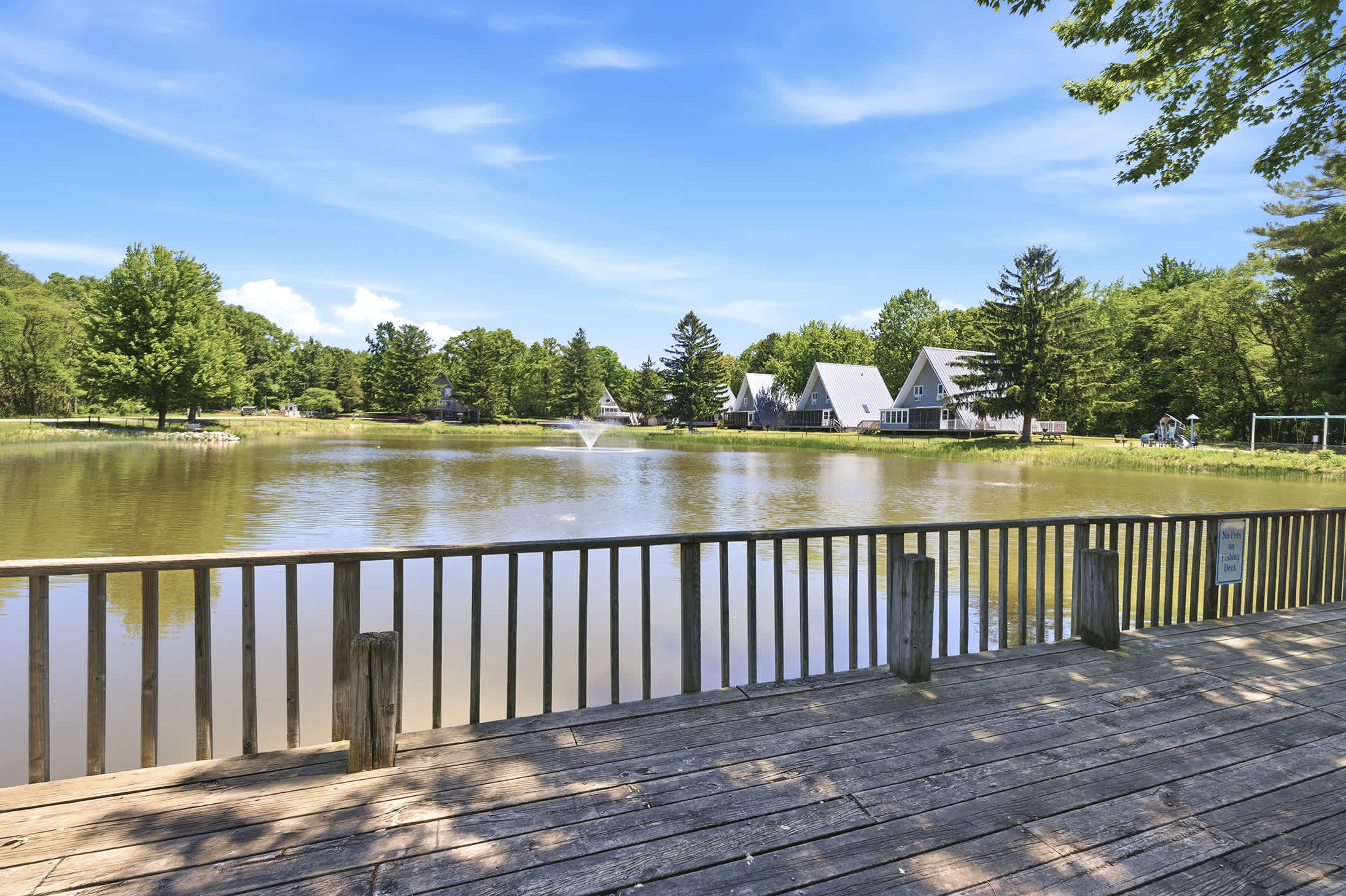 Scenic pond views add to every Chalet on the Lake vacation.