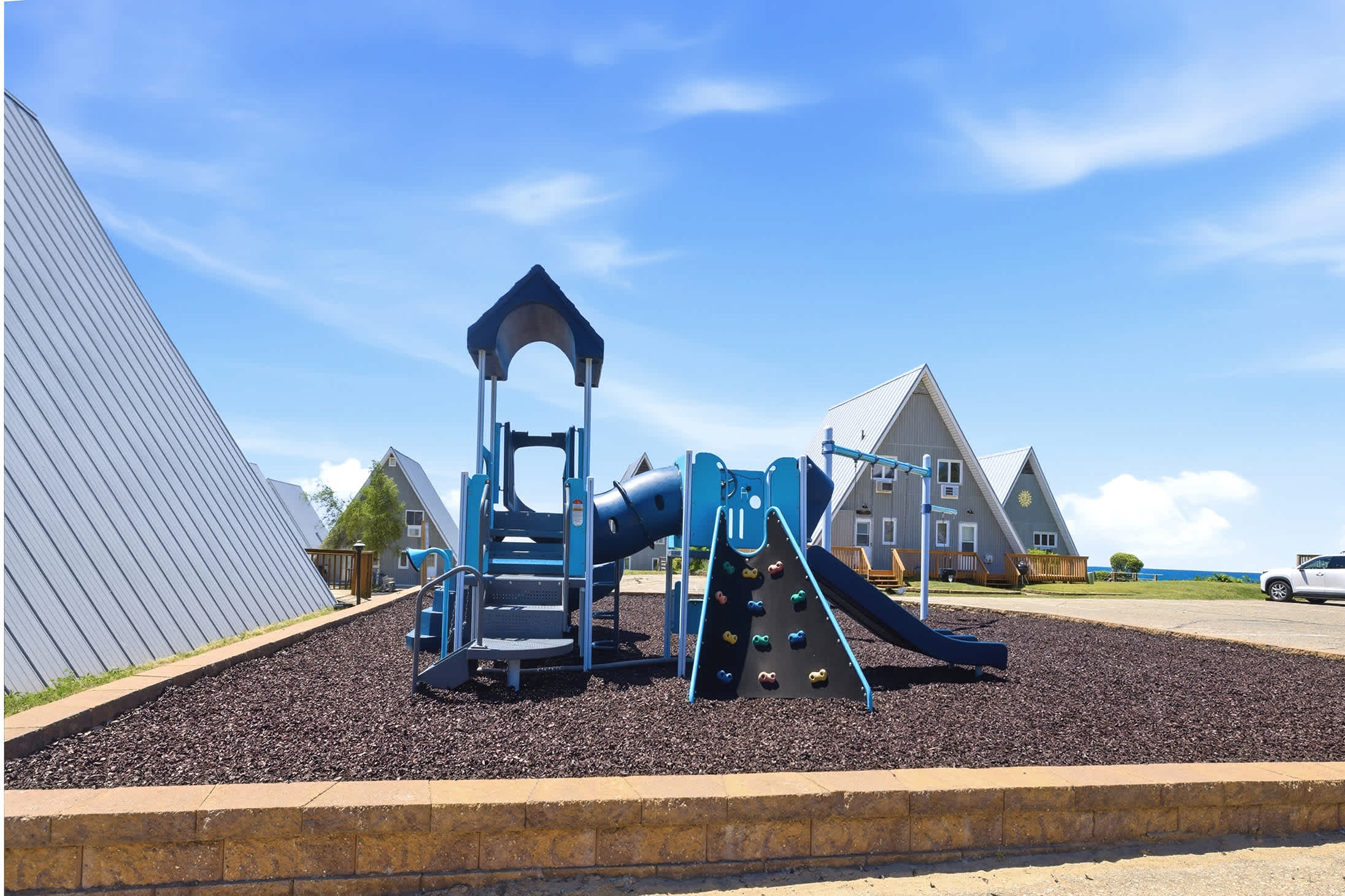 Let the kids climb, slide, and swing at the community playground.