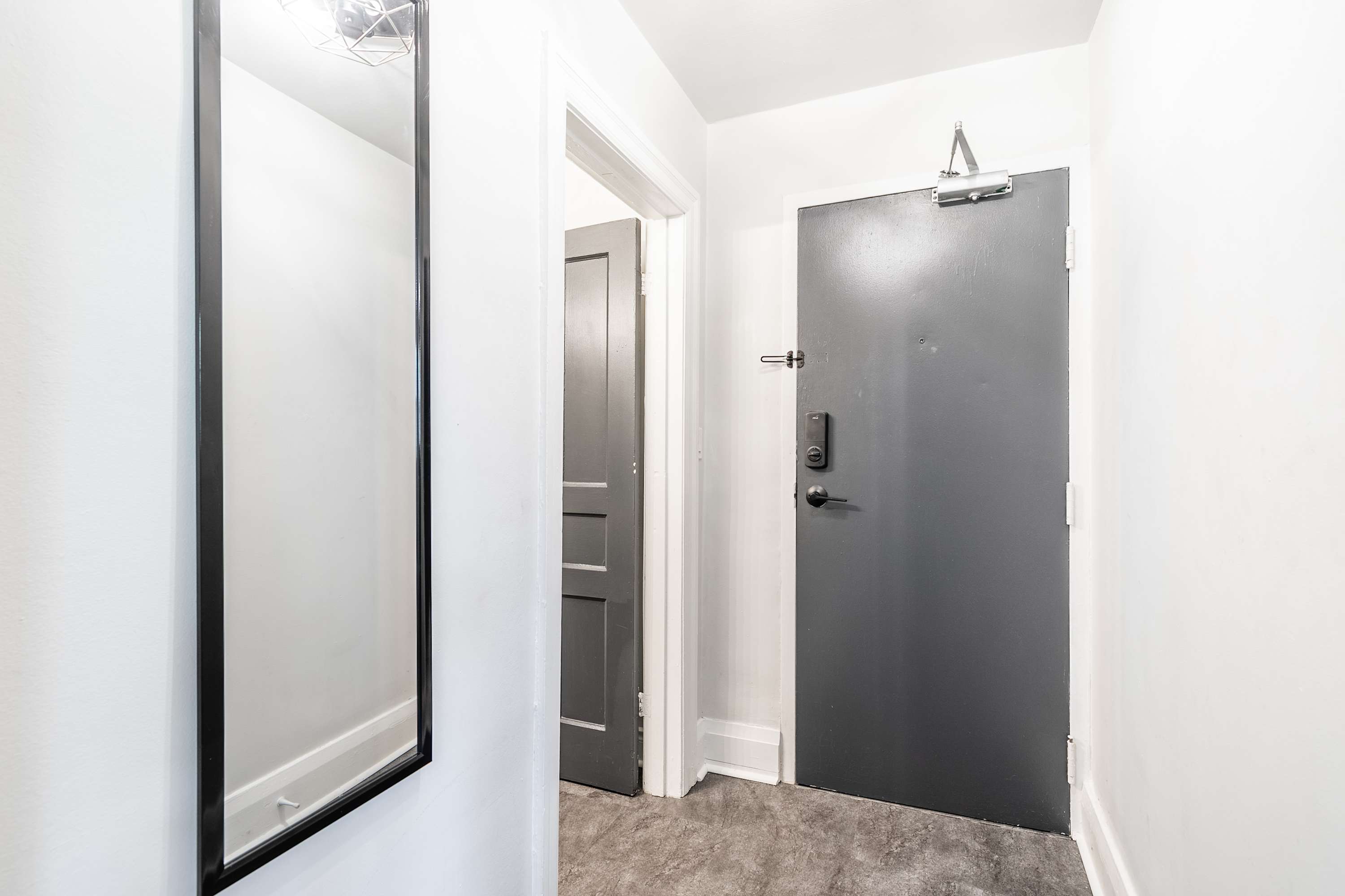 Wall mirror and a premium smart lock for seamless check in.
