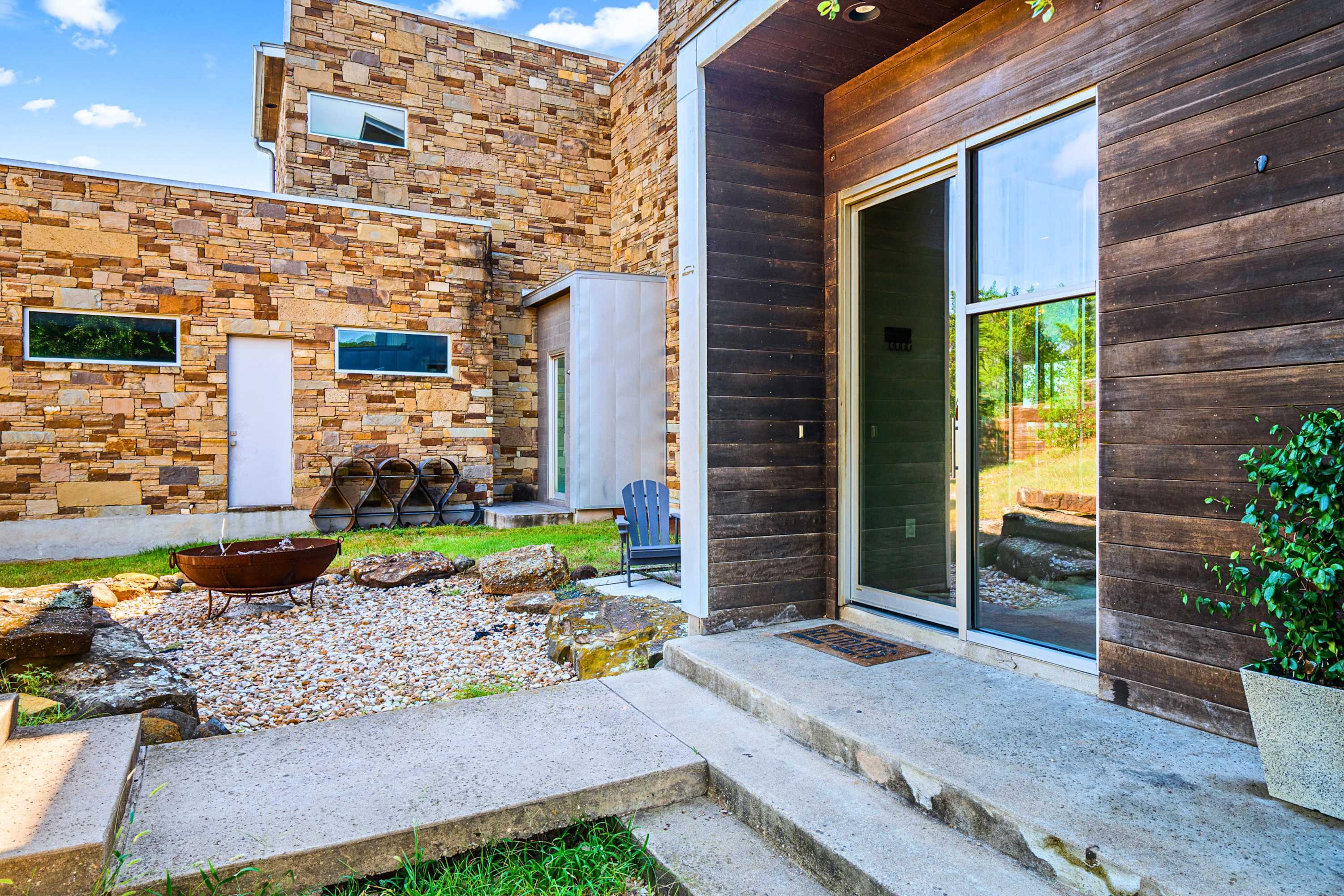 Welcoming stone courtyard entrance setting the tone for a relaxing stay