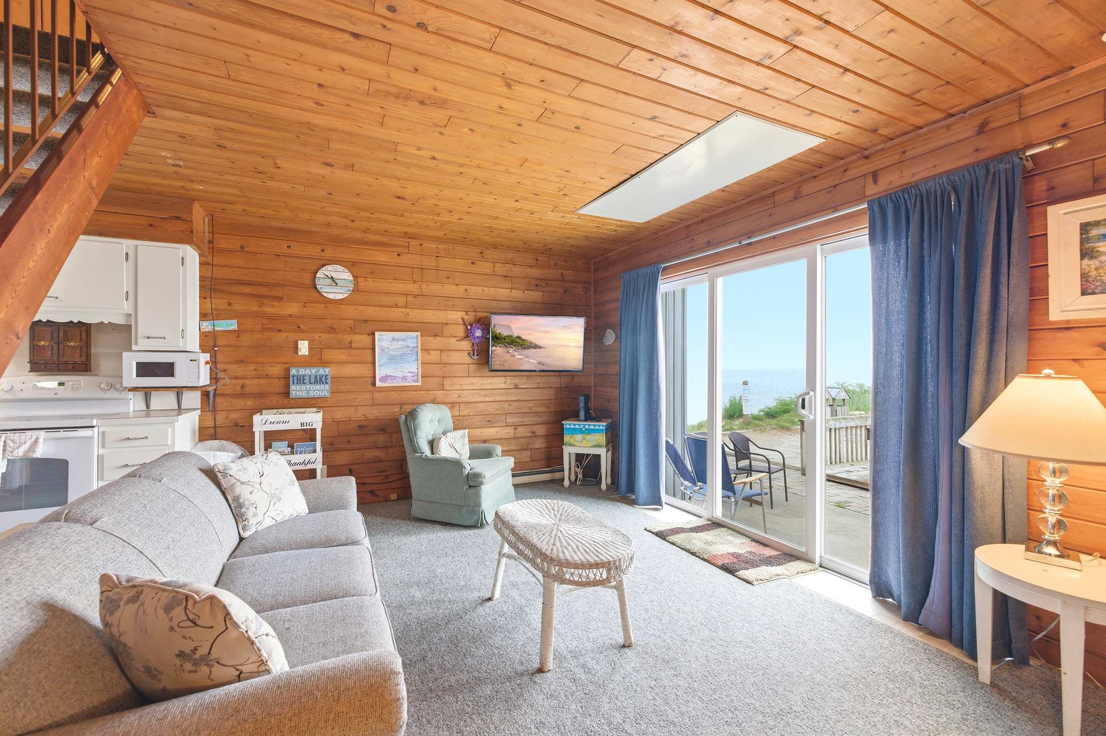 Lake Michigan views from the living area keep the shoreline close at hand.