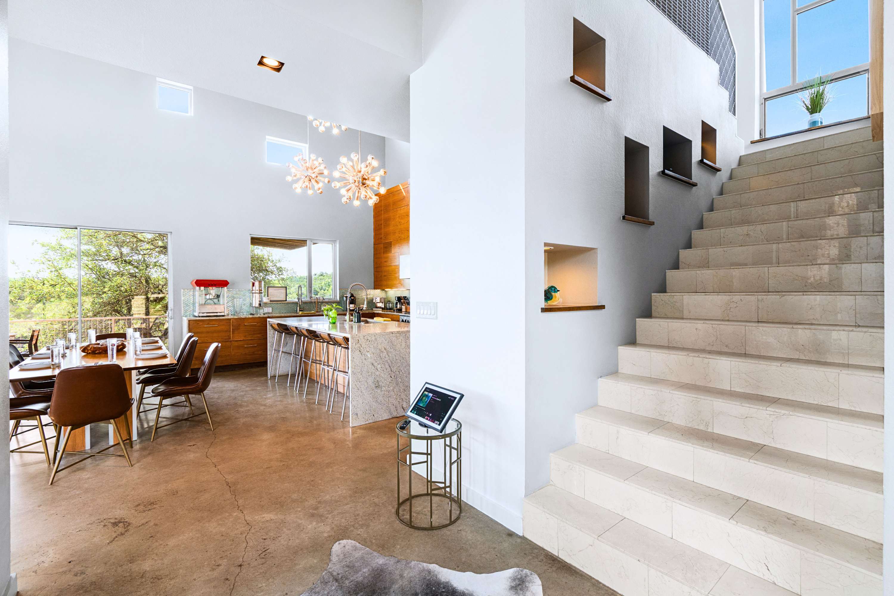Stunning modern architecture featuring the stairs and beautiful open layouts
