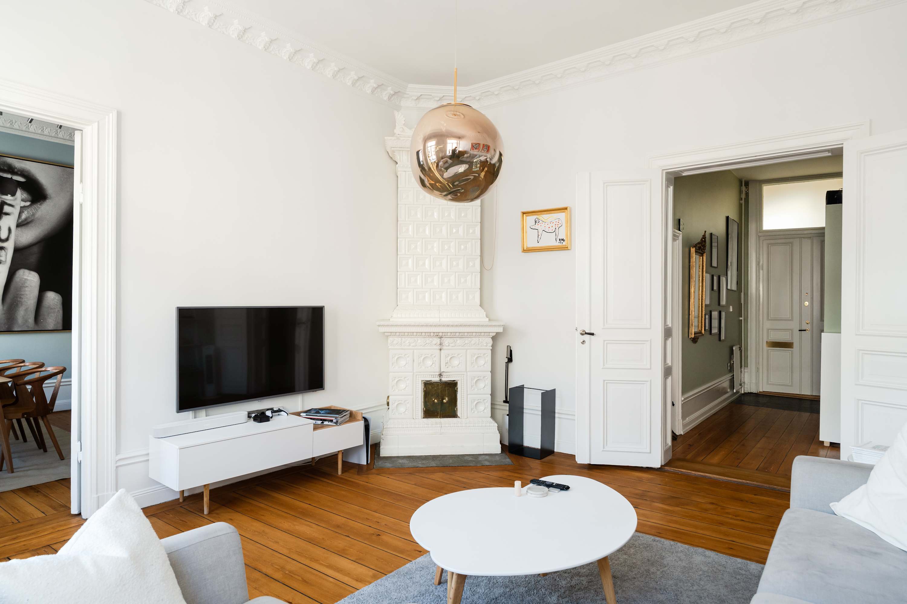 Modern Ostermalm Apartment Balcony 4m Ceilings