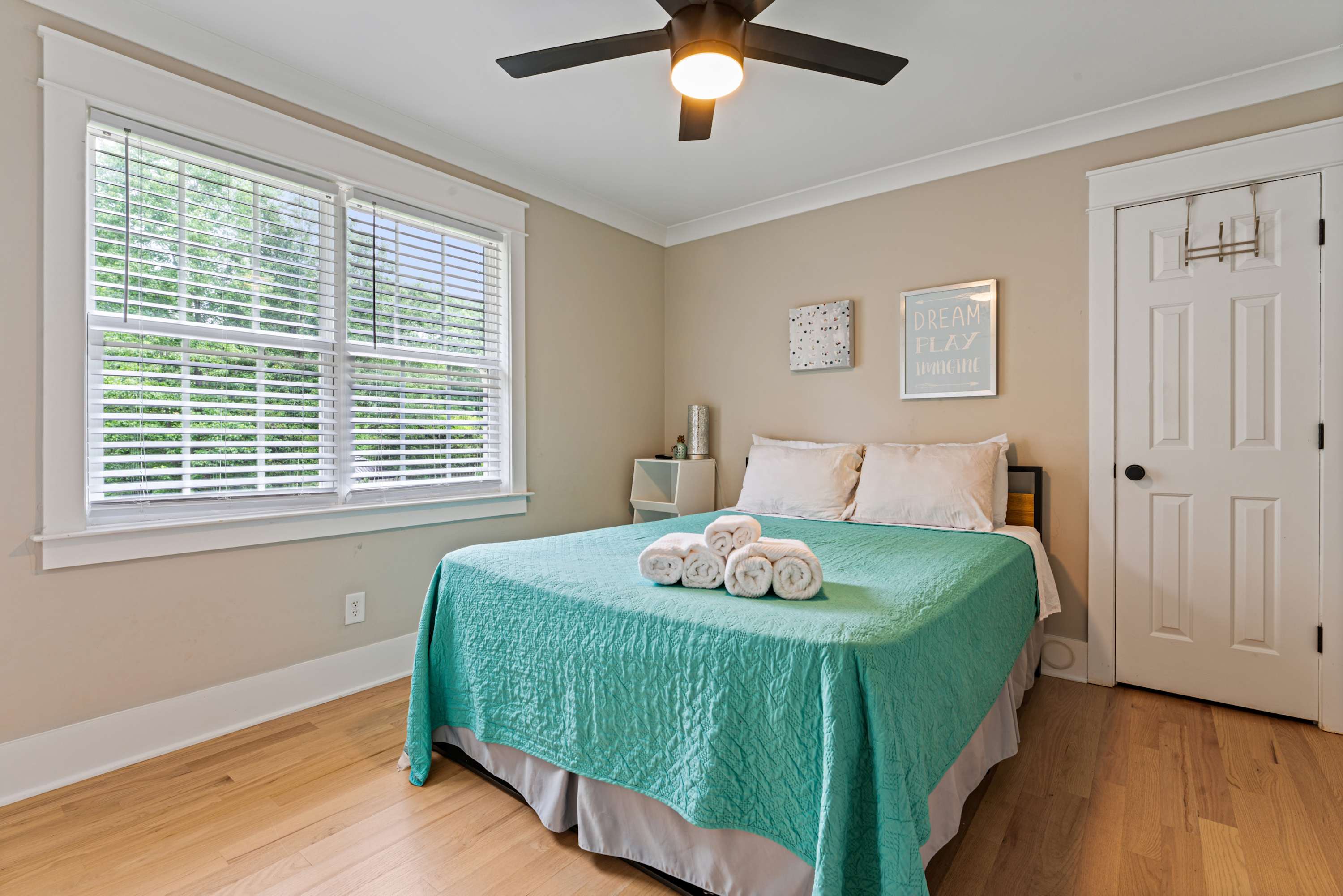 Cozy bedroom designed for restful nights and relaxing mornings