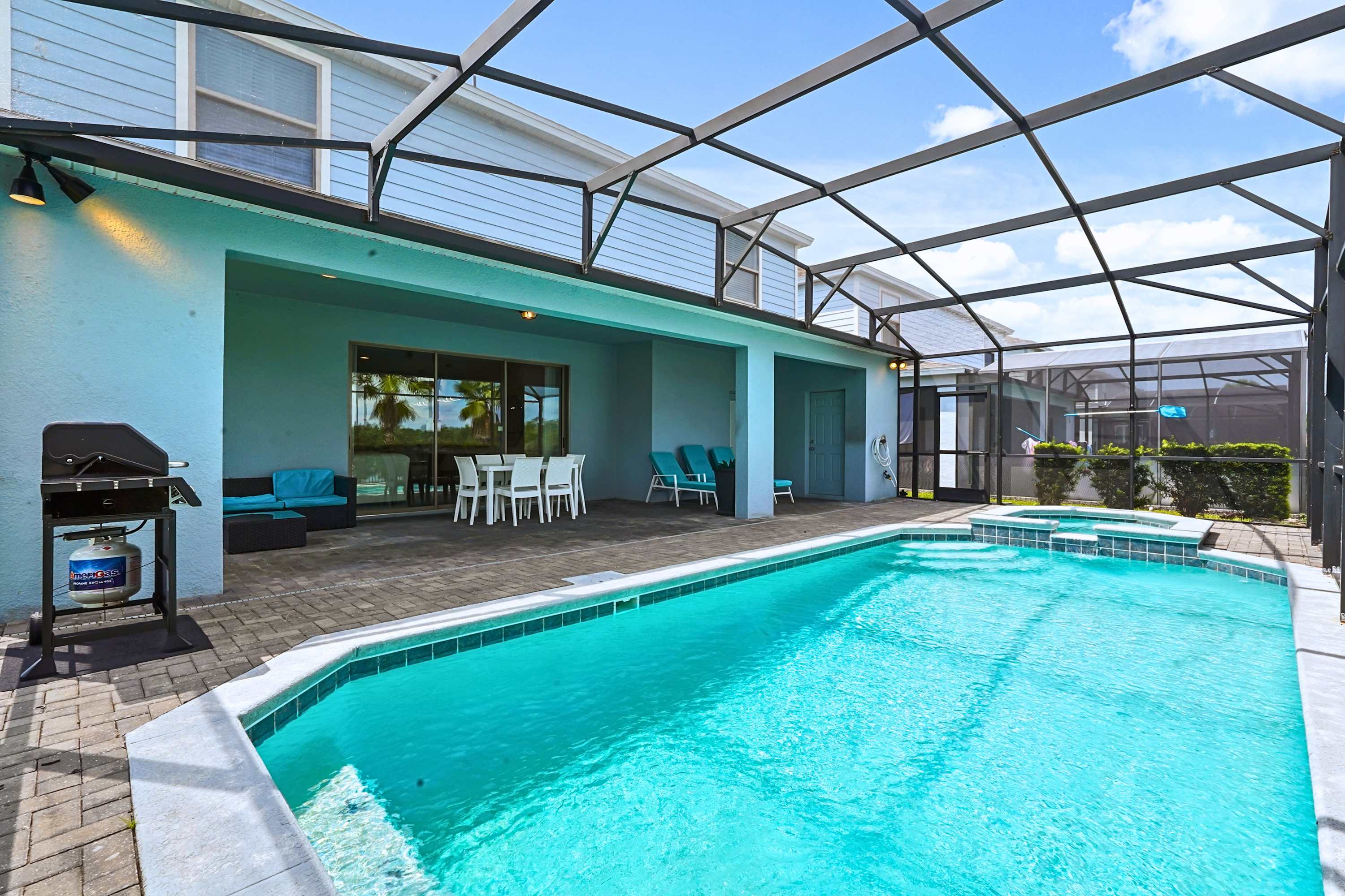 Complete with outdoor loungers and shaded patio nooks