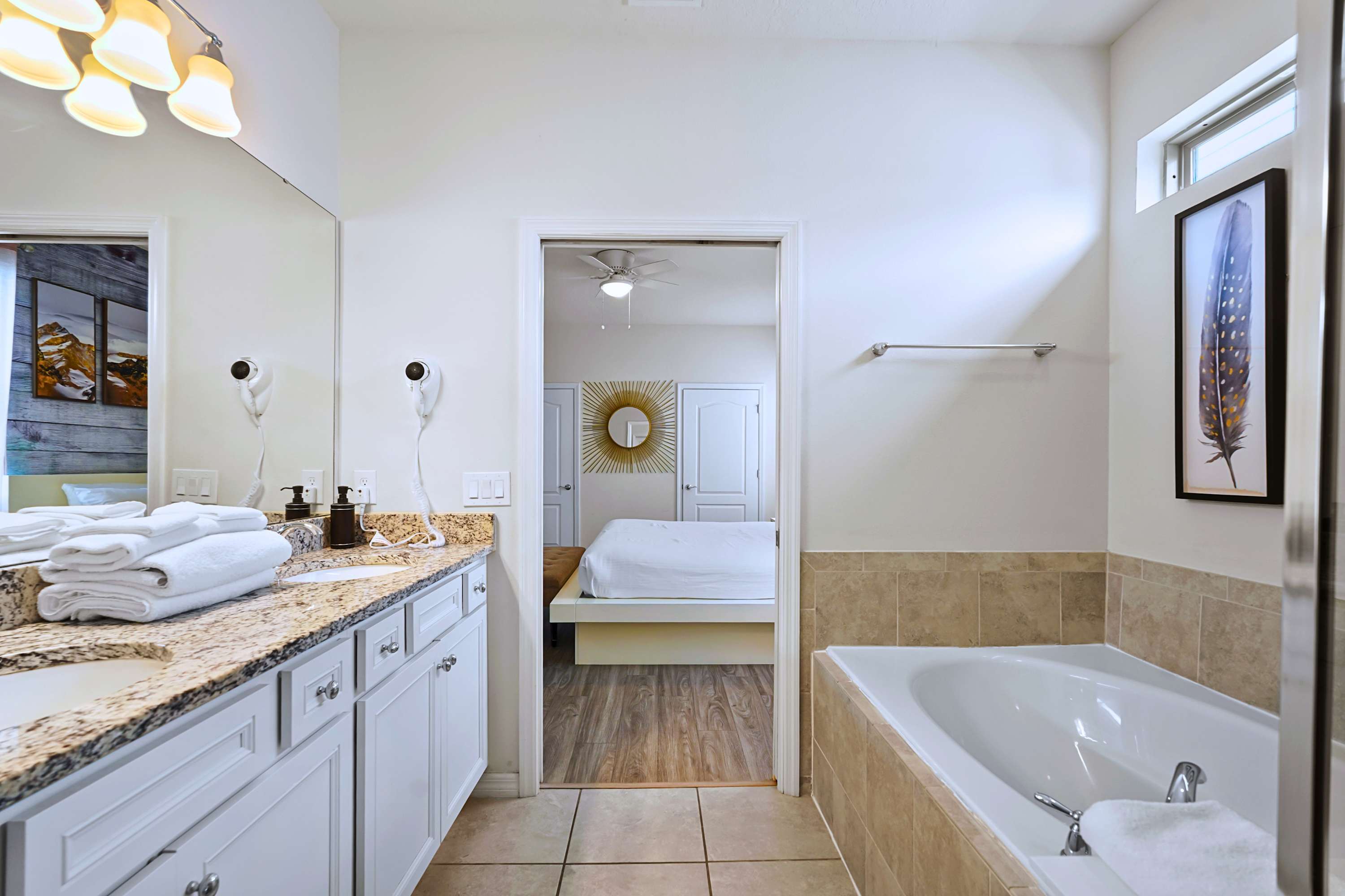 Spacious master bath with an expansive double vanity.