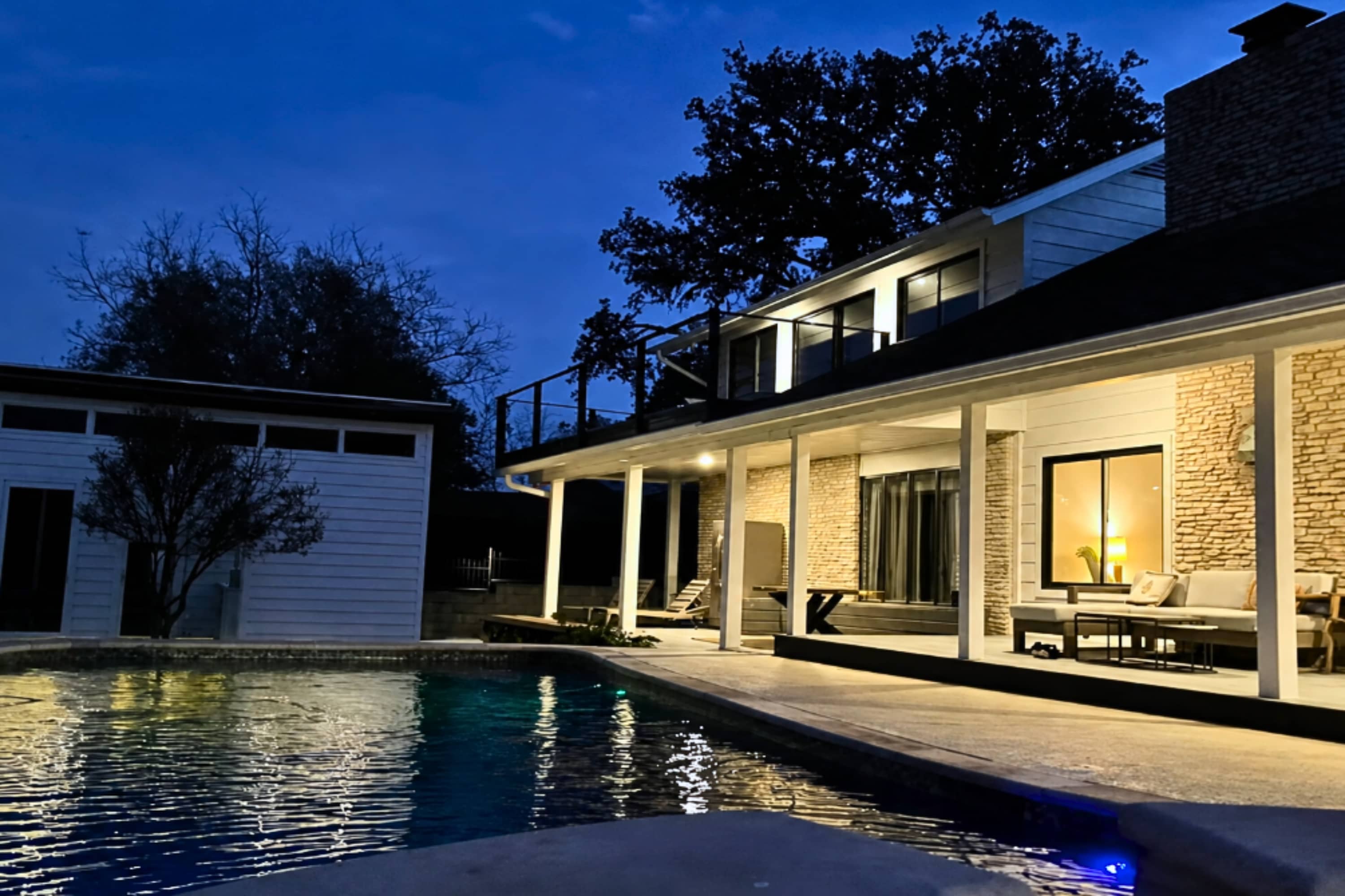 Enjoy an evening swim beneath the stars in your private pool oasis.