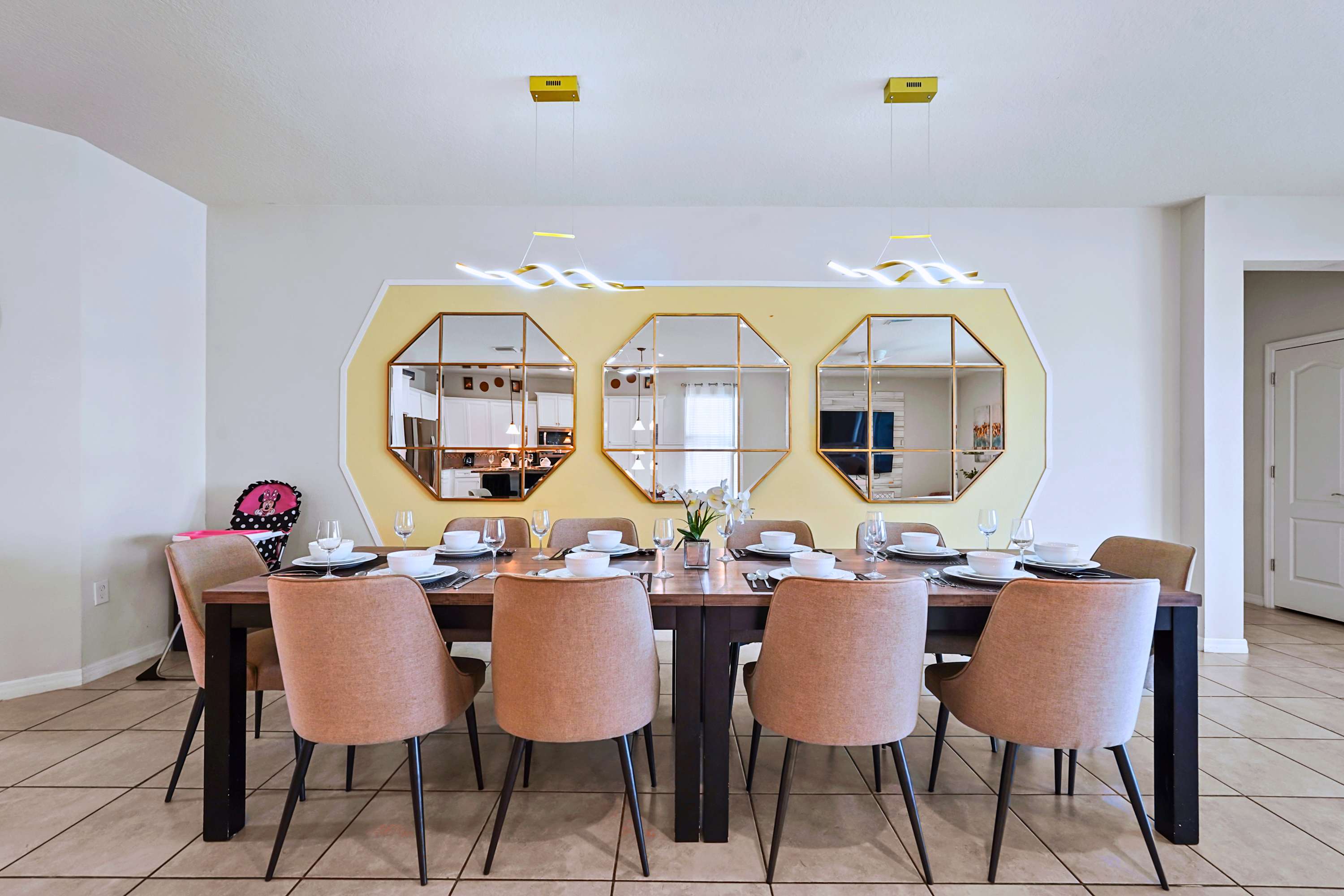 Modern, elegant dining area perfectly set up for memorable family feasts and group dinners