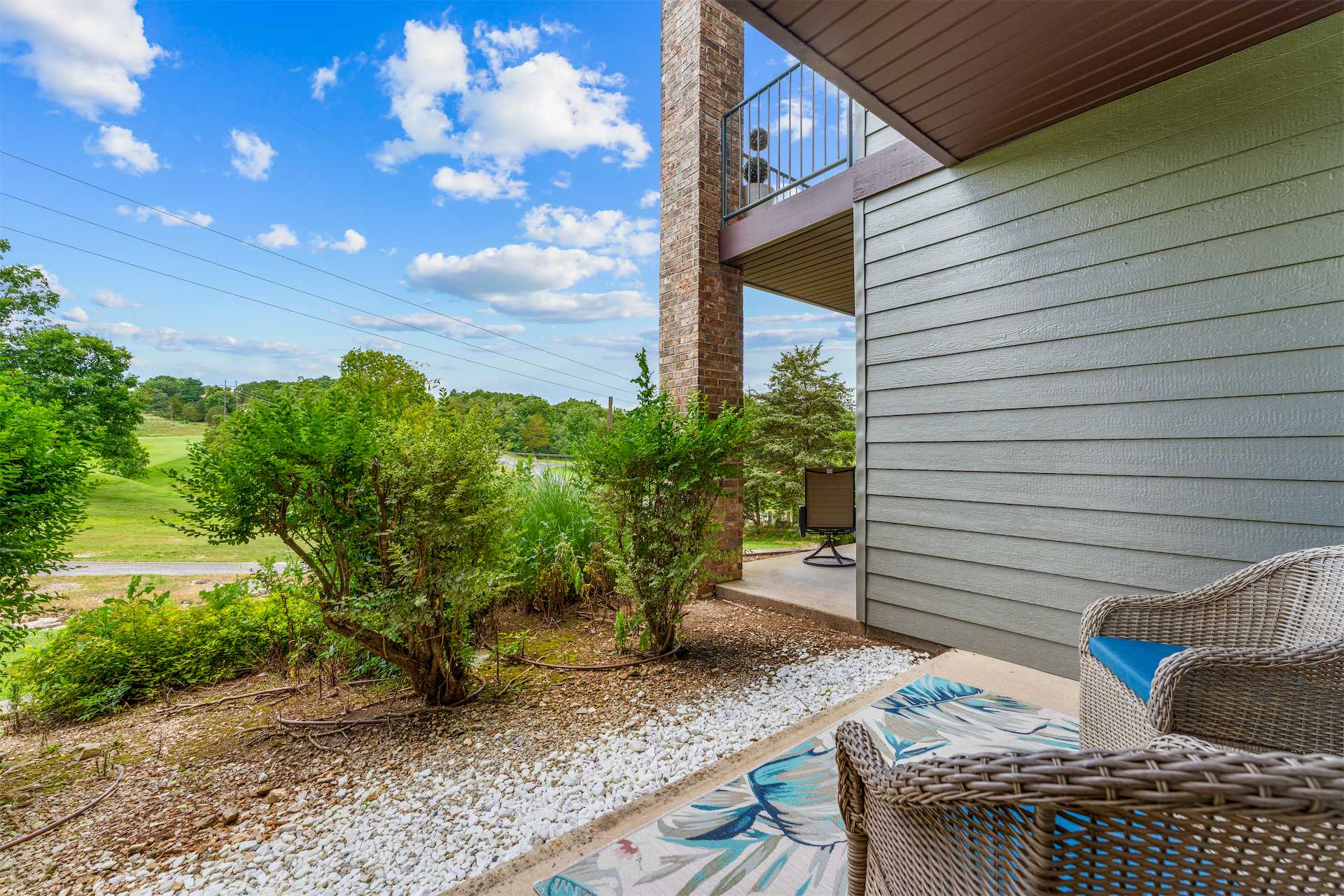 Sip morning coffee or an evening cocktail with serene views on the patio​