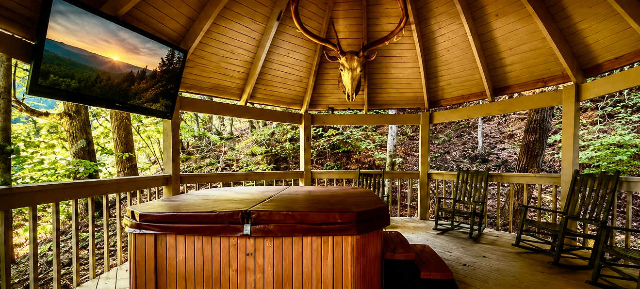 Bask in bubbling bliss in your very own private, covered hot tub!
