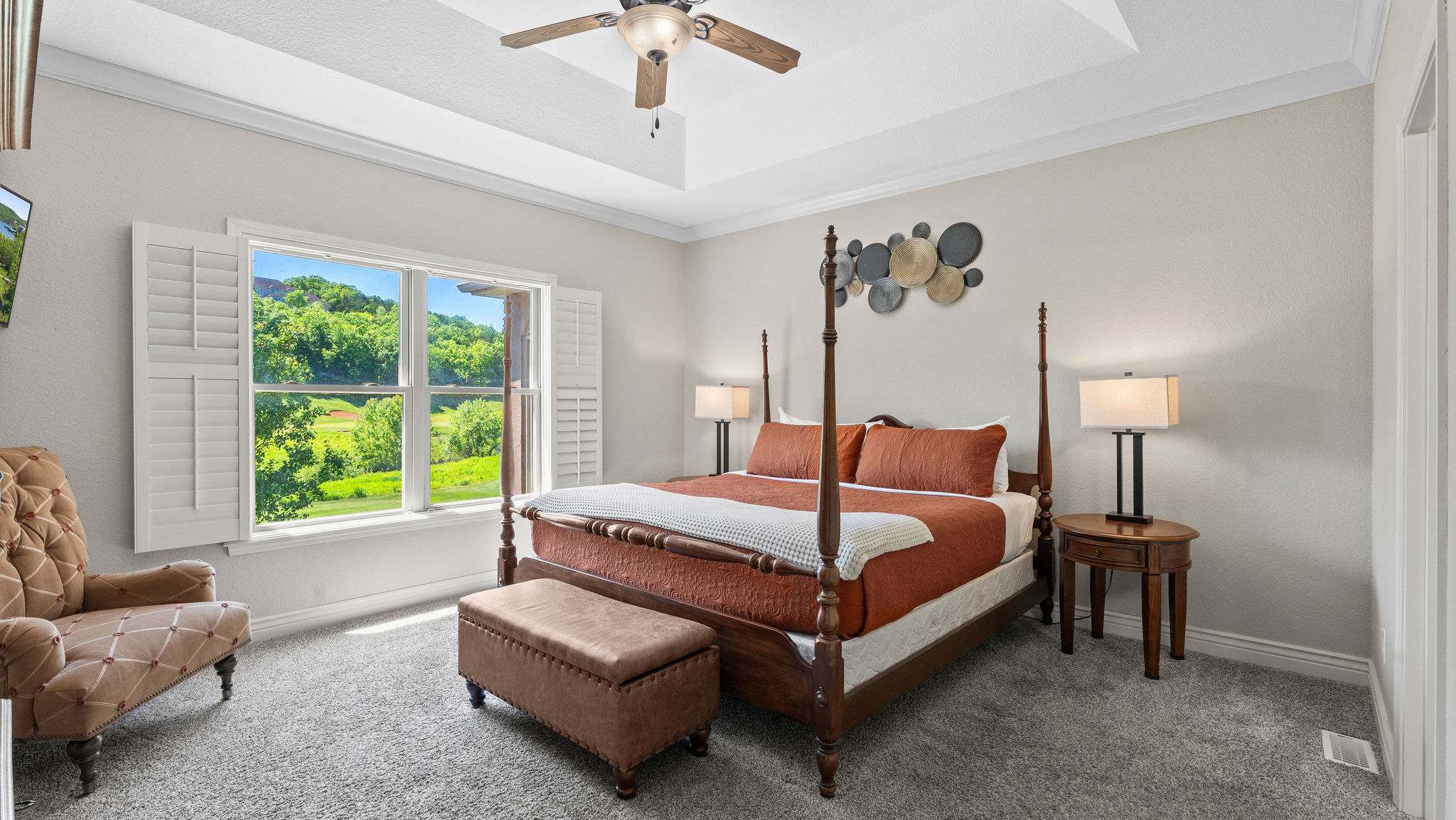 The primary king suite boasts a smart TV & luxurious ensuite​
