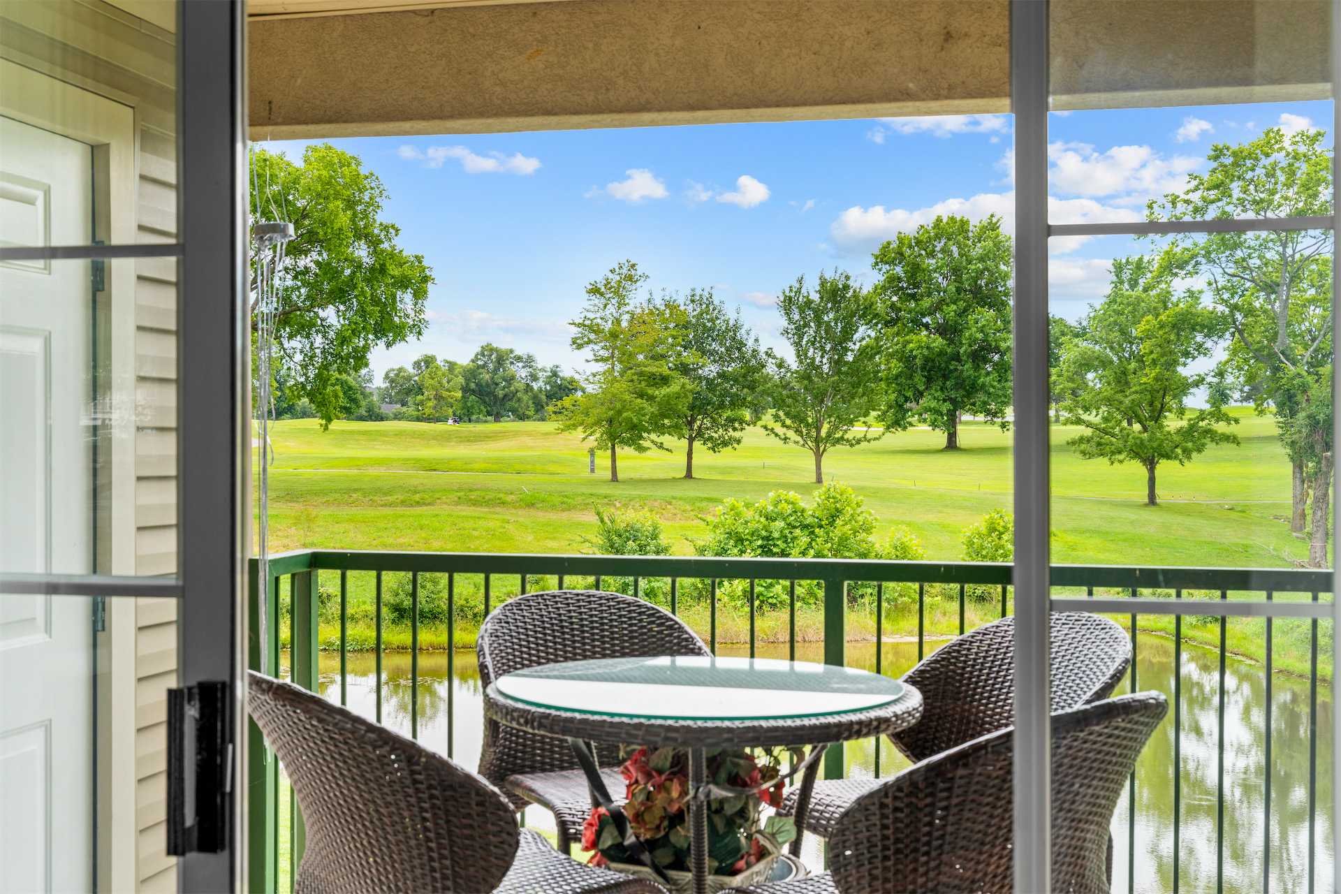 Lounge the day away or dine alfresco with pond views on the balcony​
