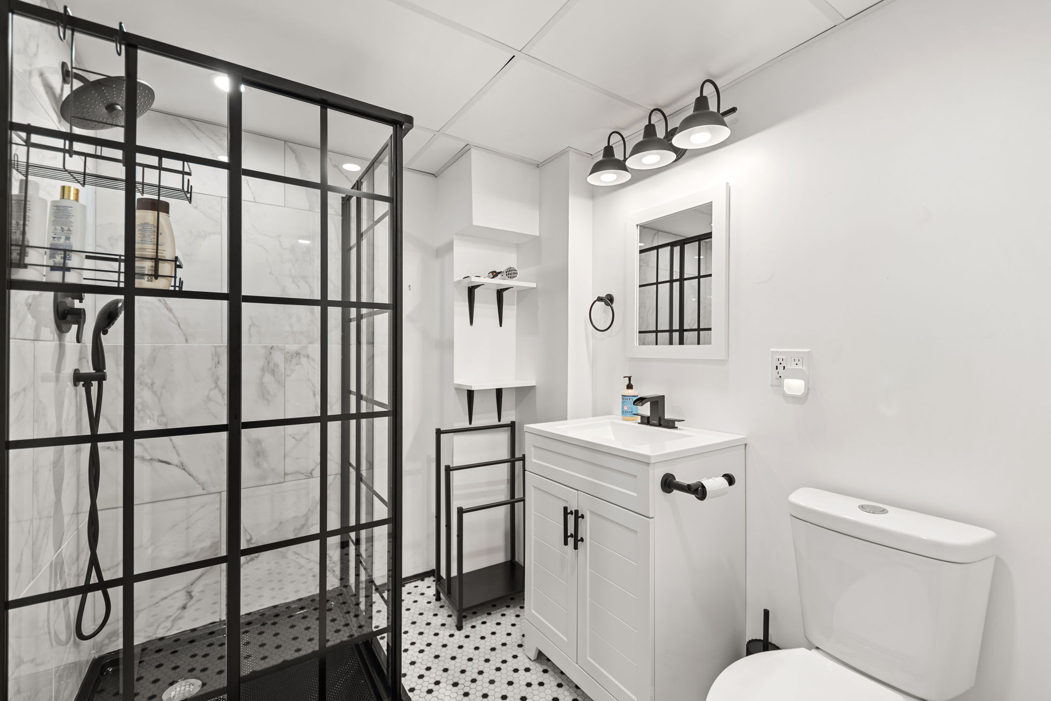 Modern bathroom with a walk-in shower for everyday convenience.